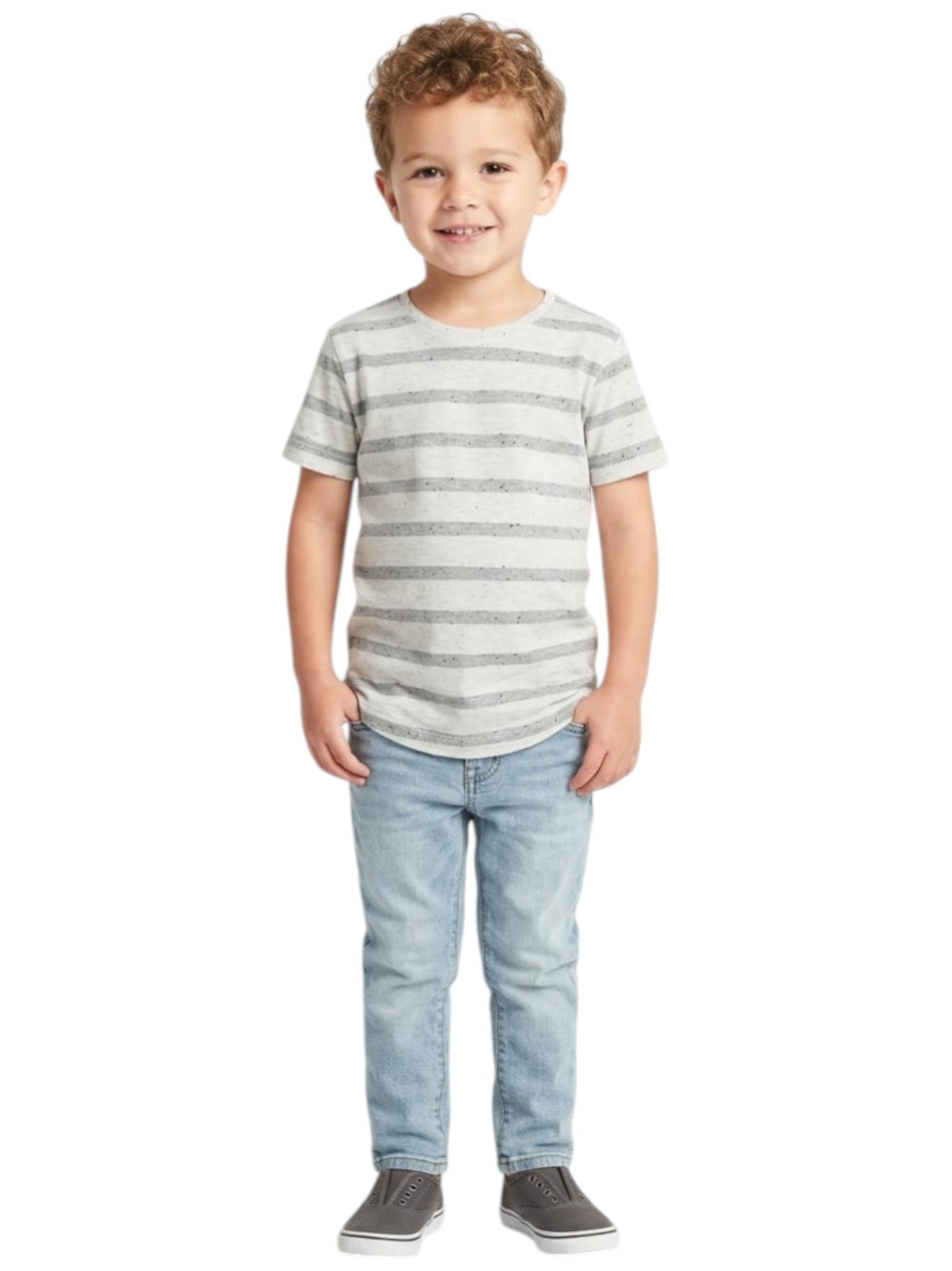 Kids Boy's Grey Striped Top,Light Grey
