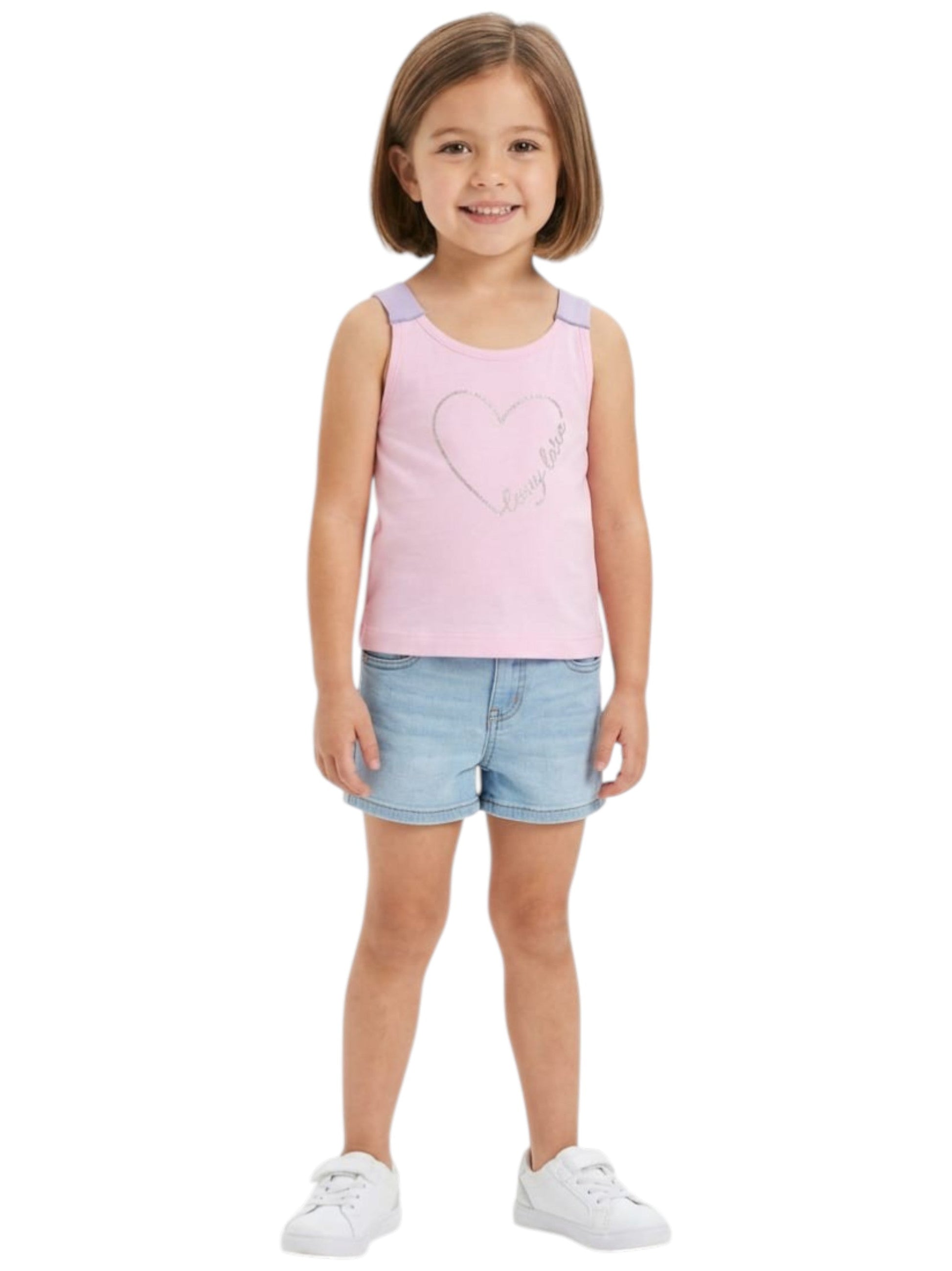 Kids Girl's Heart Printed Top,Pink