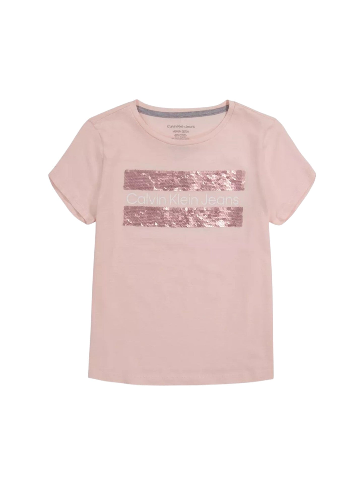 Kids Girl's Sequined Striped Top,Light Pink