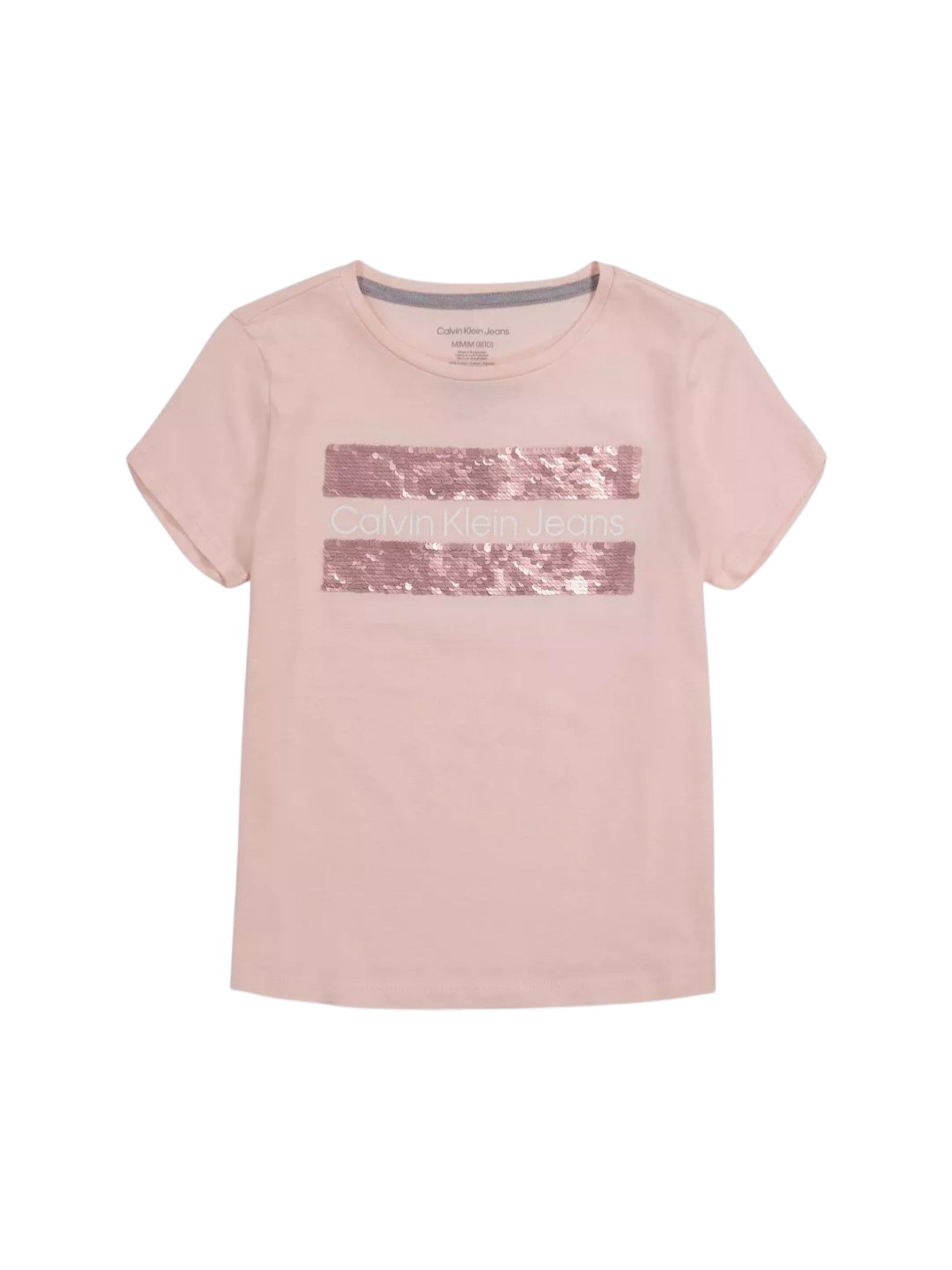 Kids Girl's Sequined Striped Top,Light Pink