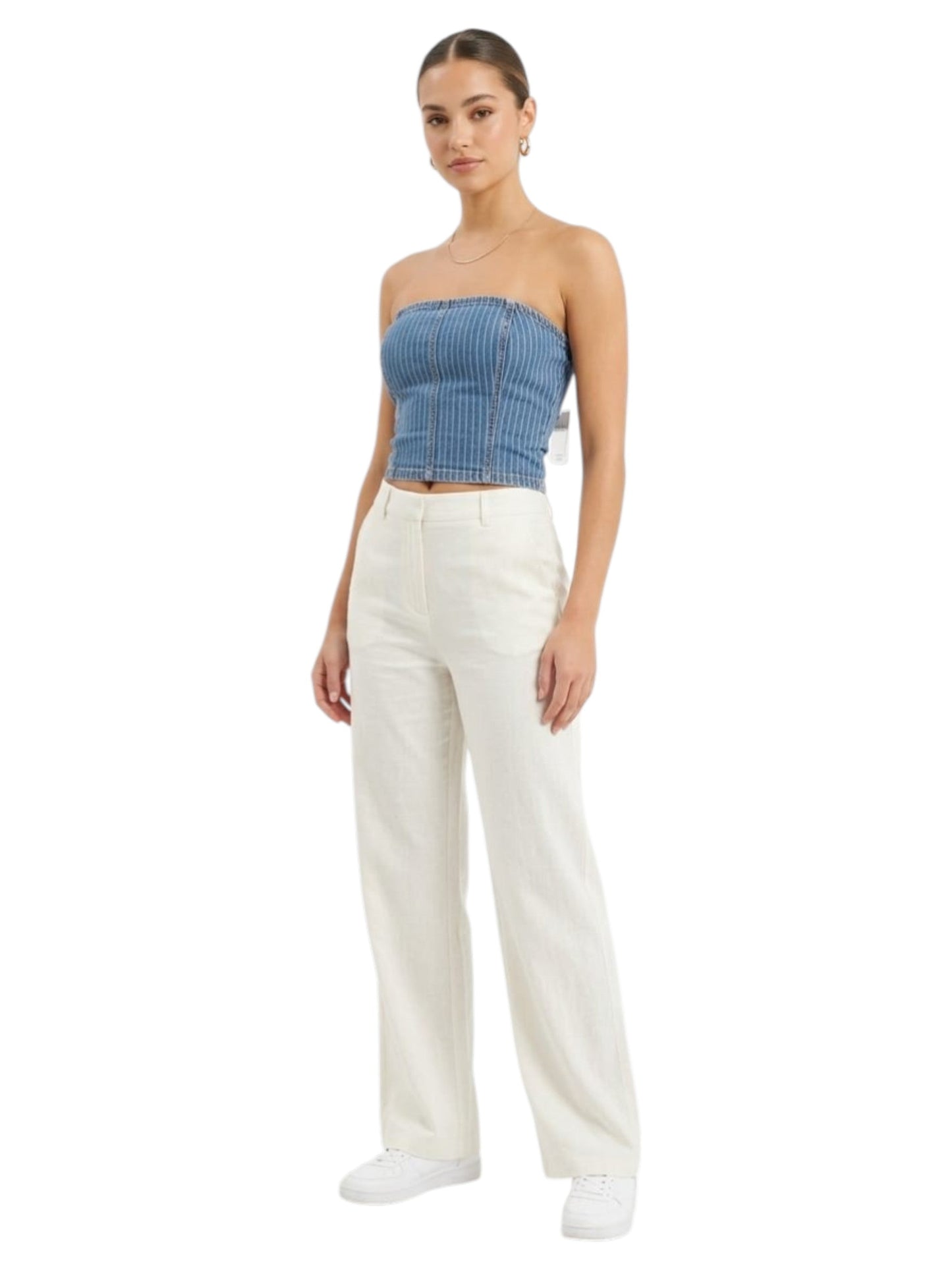 Women's Plain Crop Off Shoulders Top,Jeans Blue