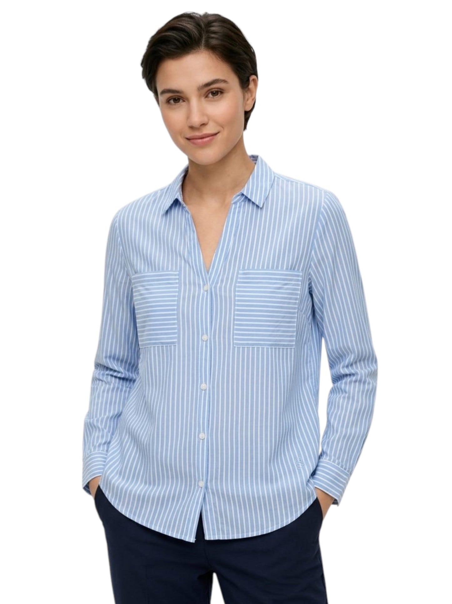 Women's Light Blue Striped Chemise,Blue