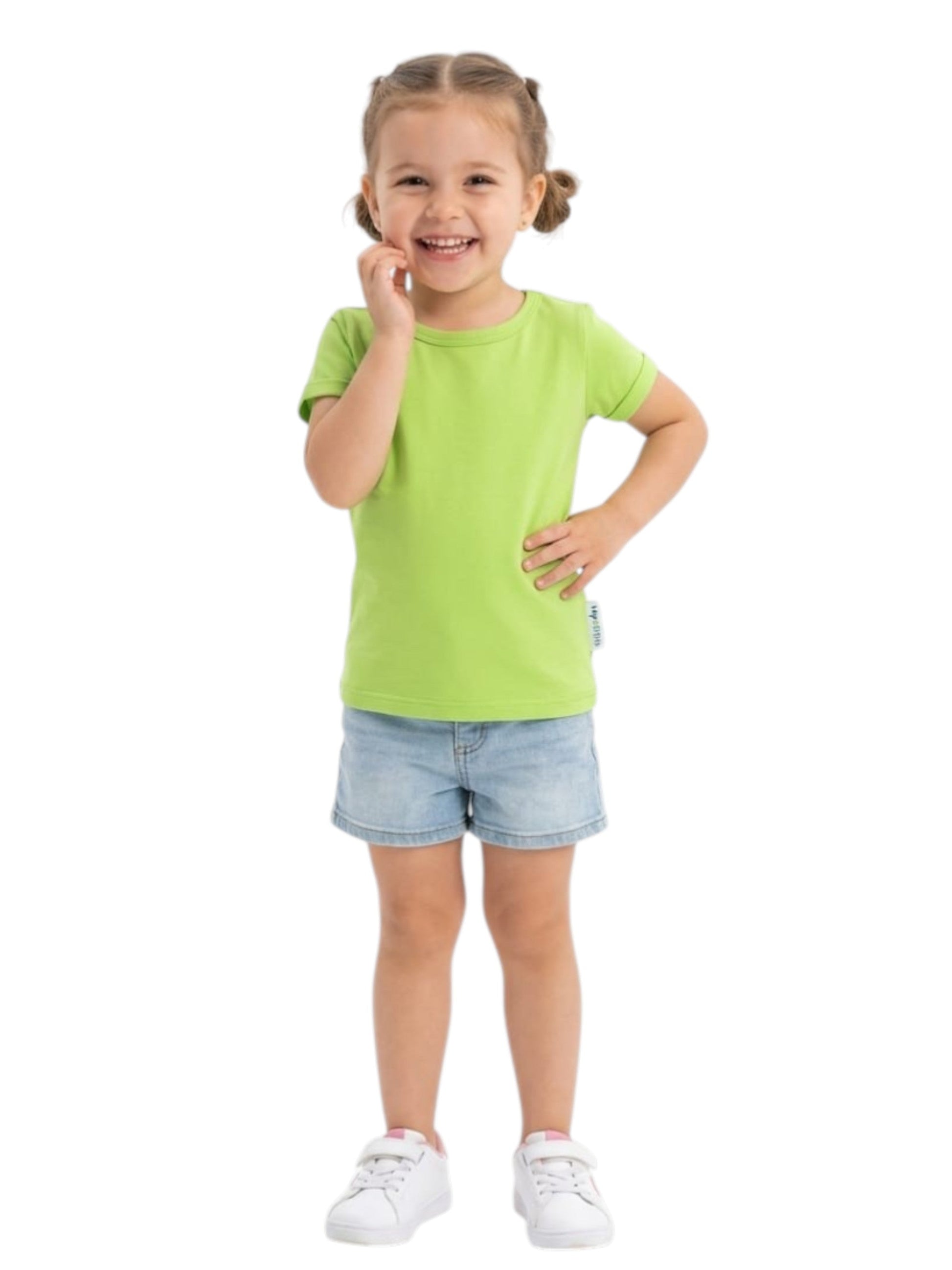 Kids Girl's Plain Top,Light Green