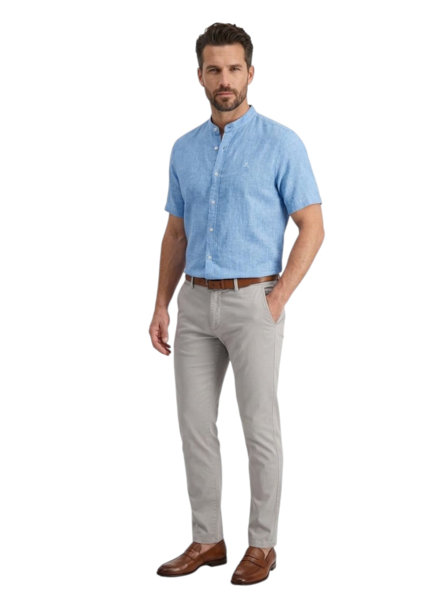 Men's Plain Heather Dress Shirt,Blue