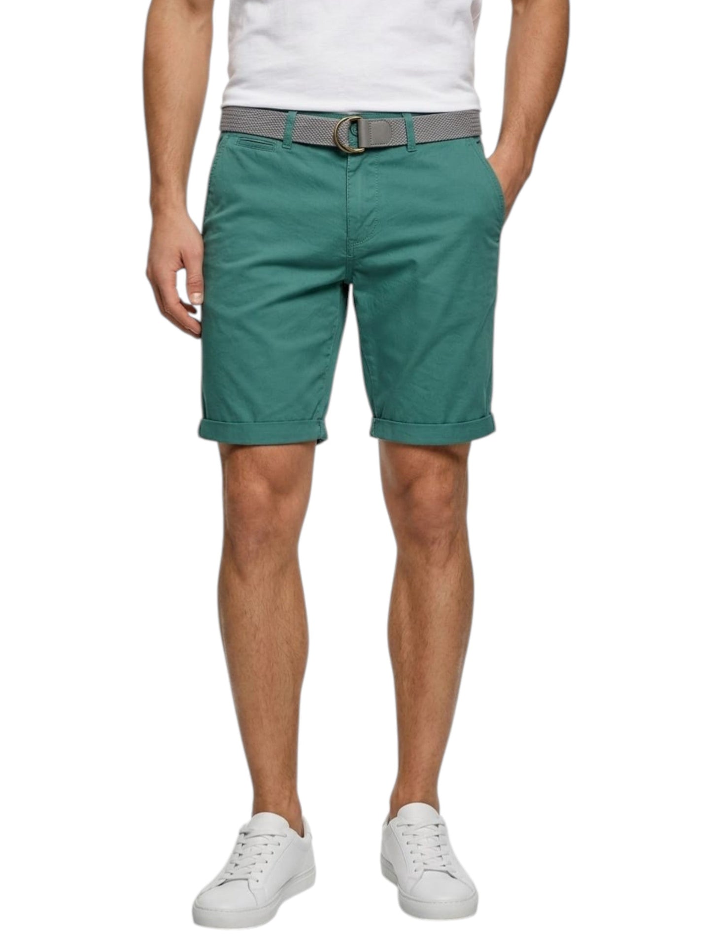 Men's Plain Short&Belt,Turquoise
