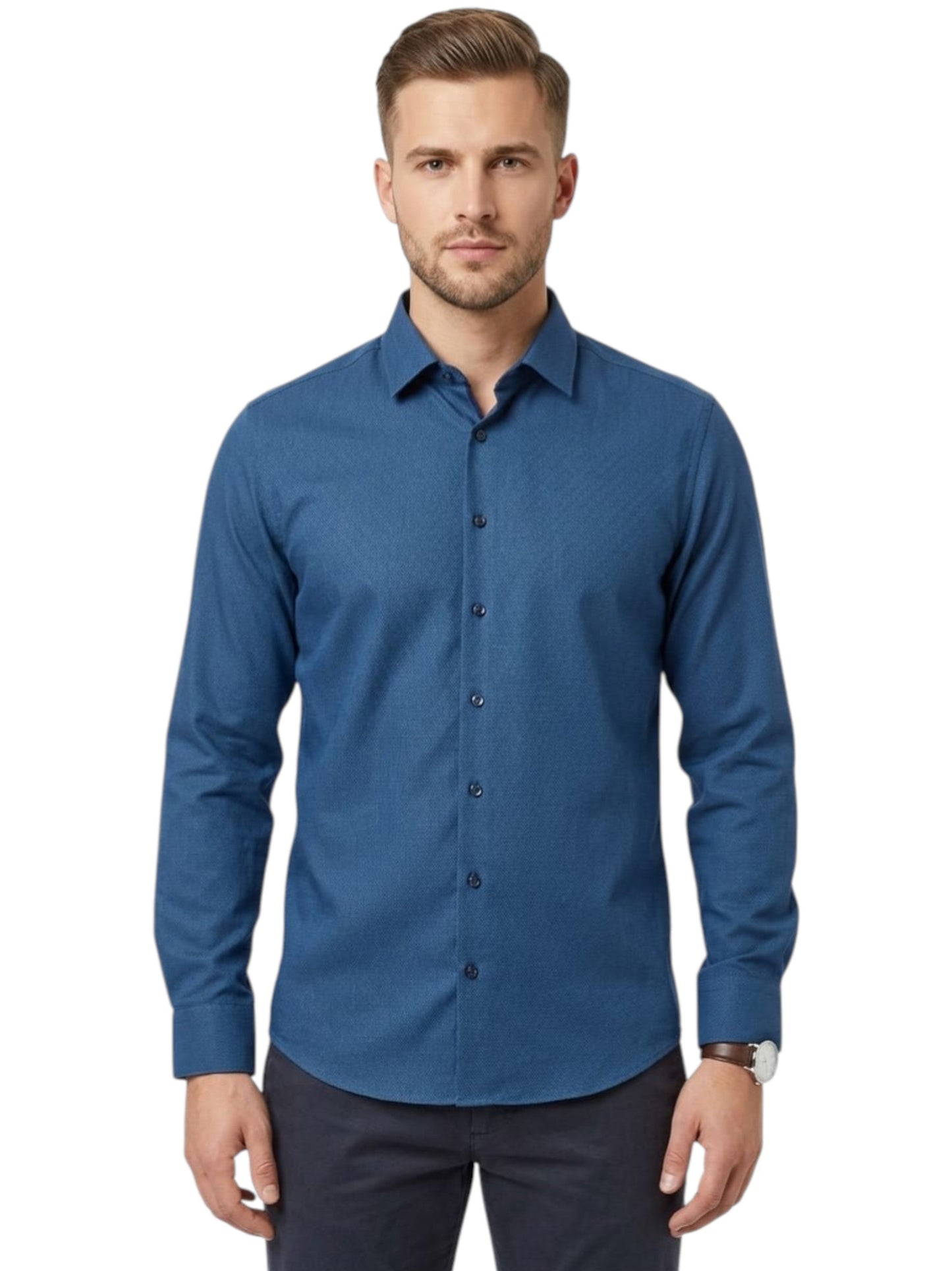 Men's Plain Dress Shirt,Navy