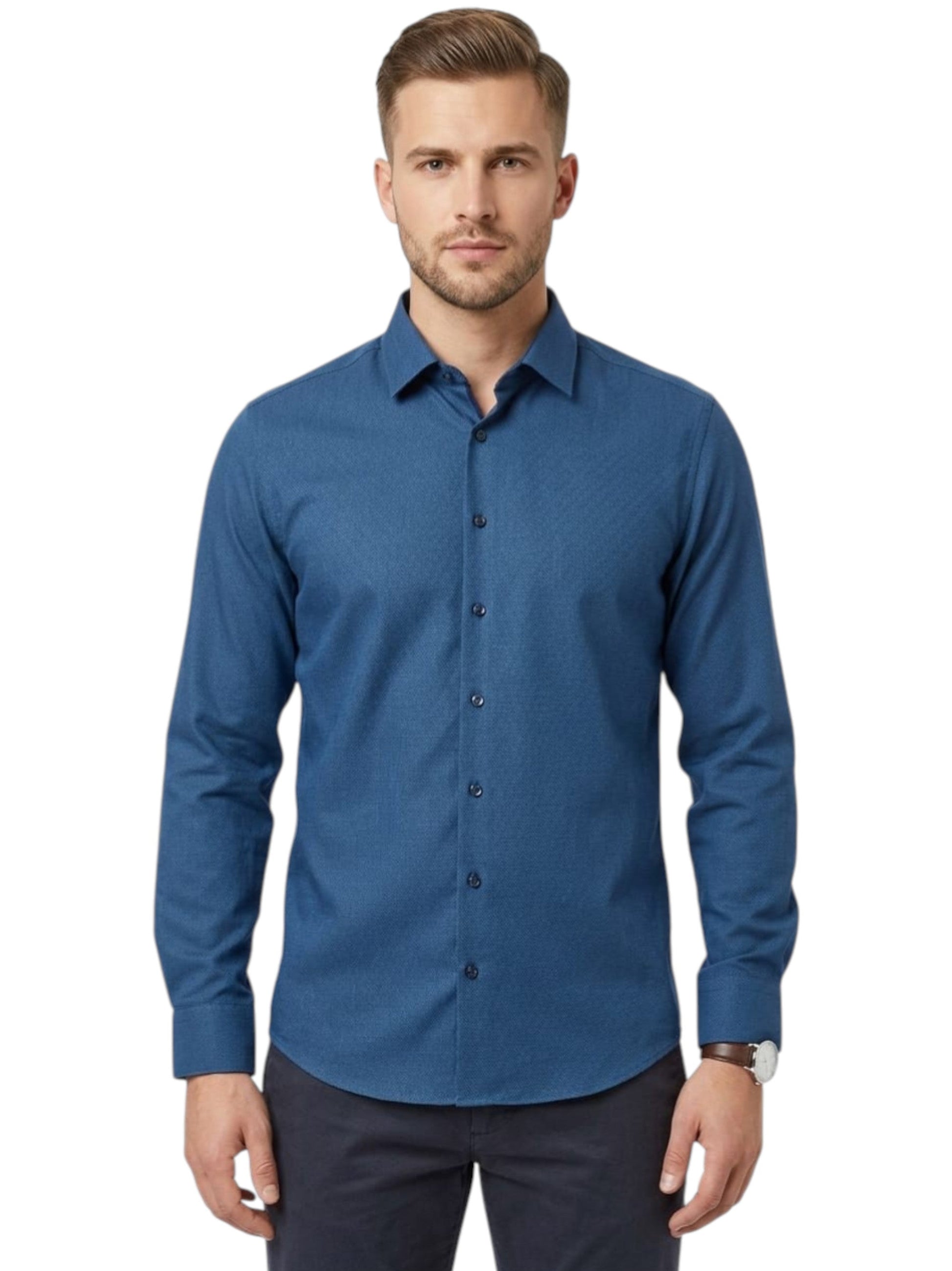 Men's Plain Dress Shirt,Navy