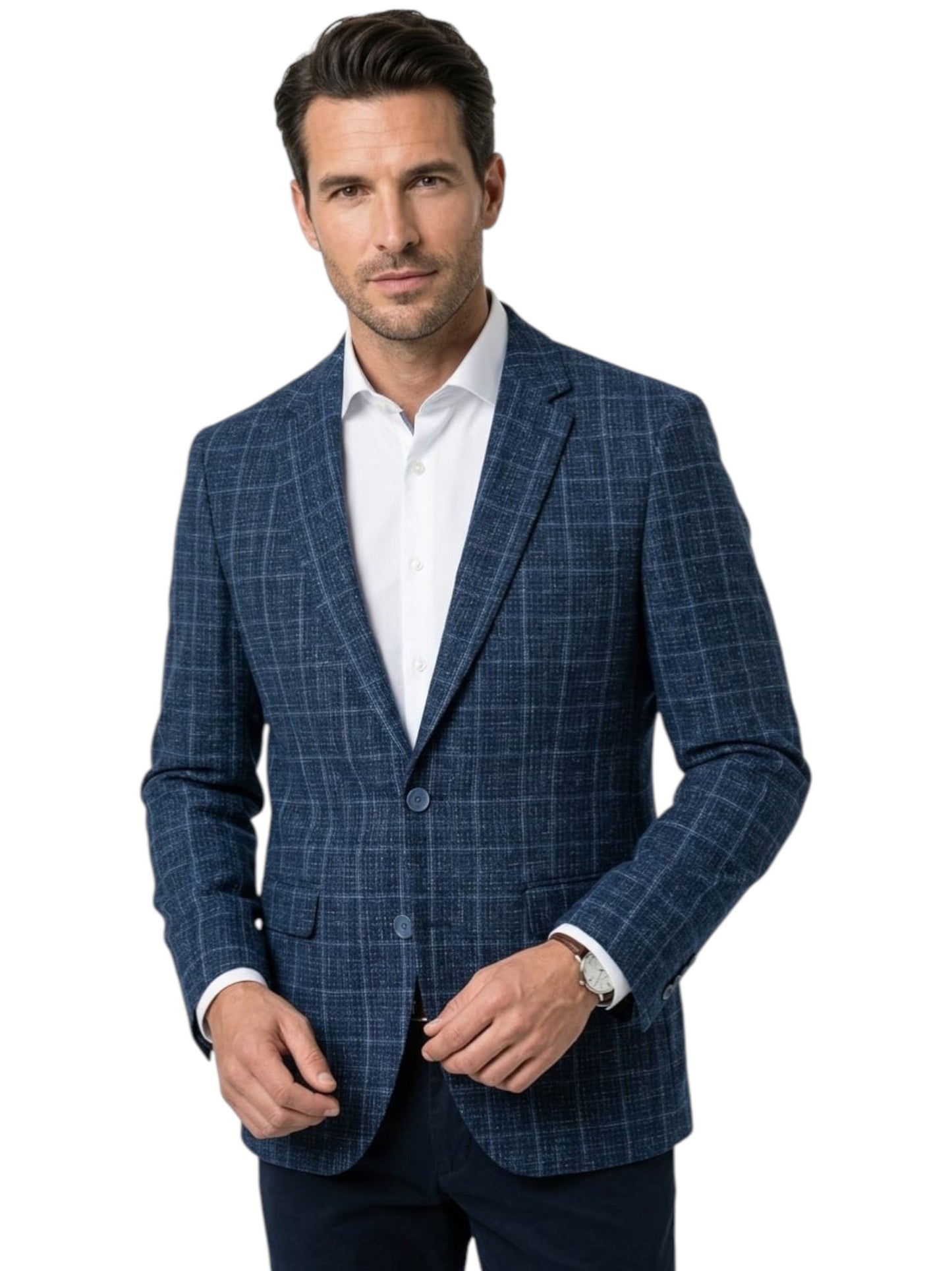 Men's Plaid Blazer,Navy