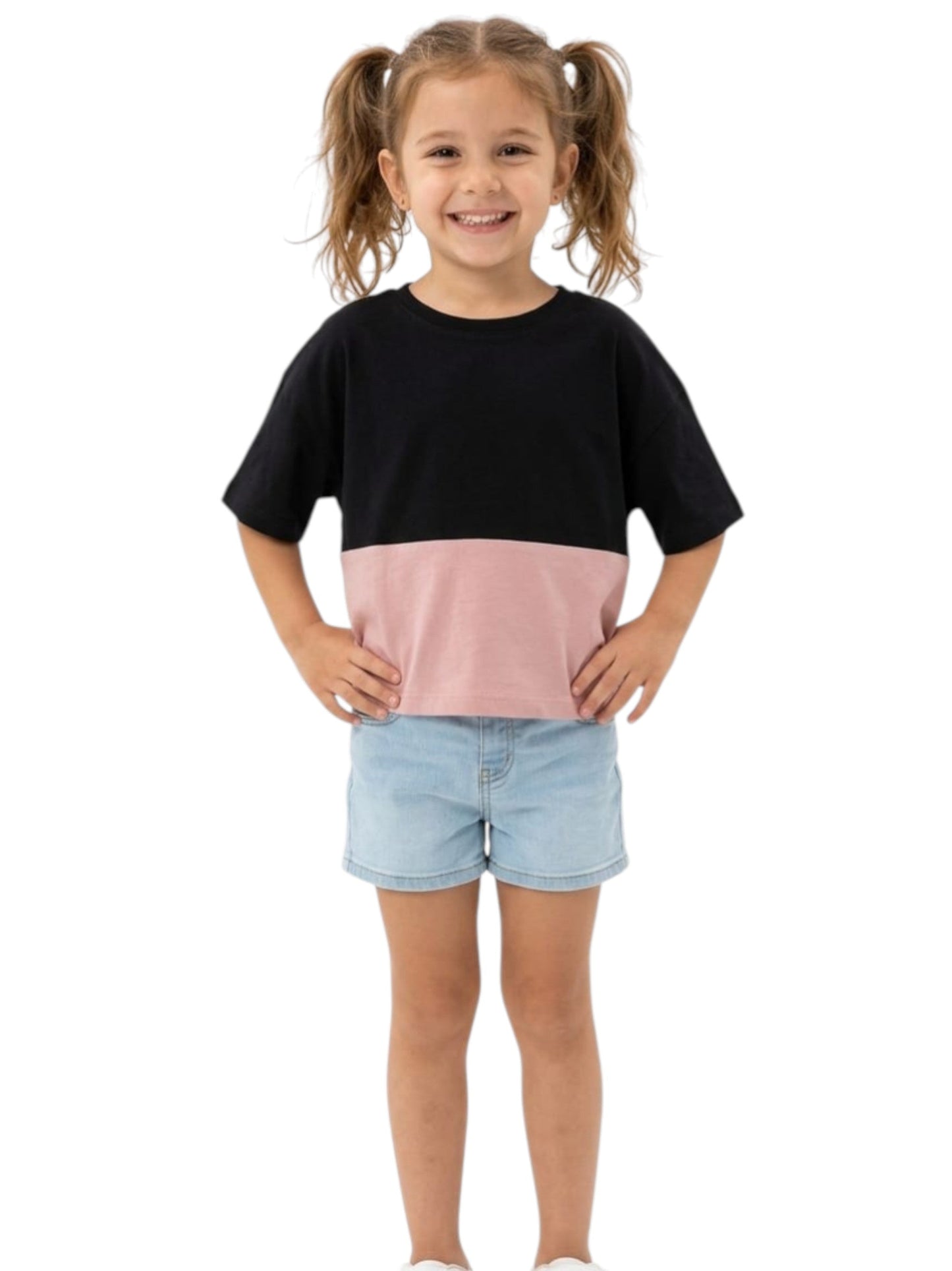 Kids Girl's Colorblocked Top,Black