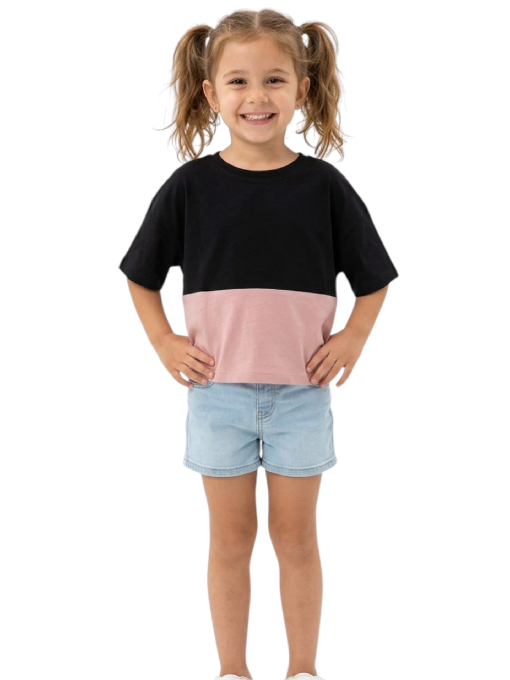 Kids Girl's Colorblocked Top,Black