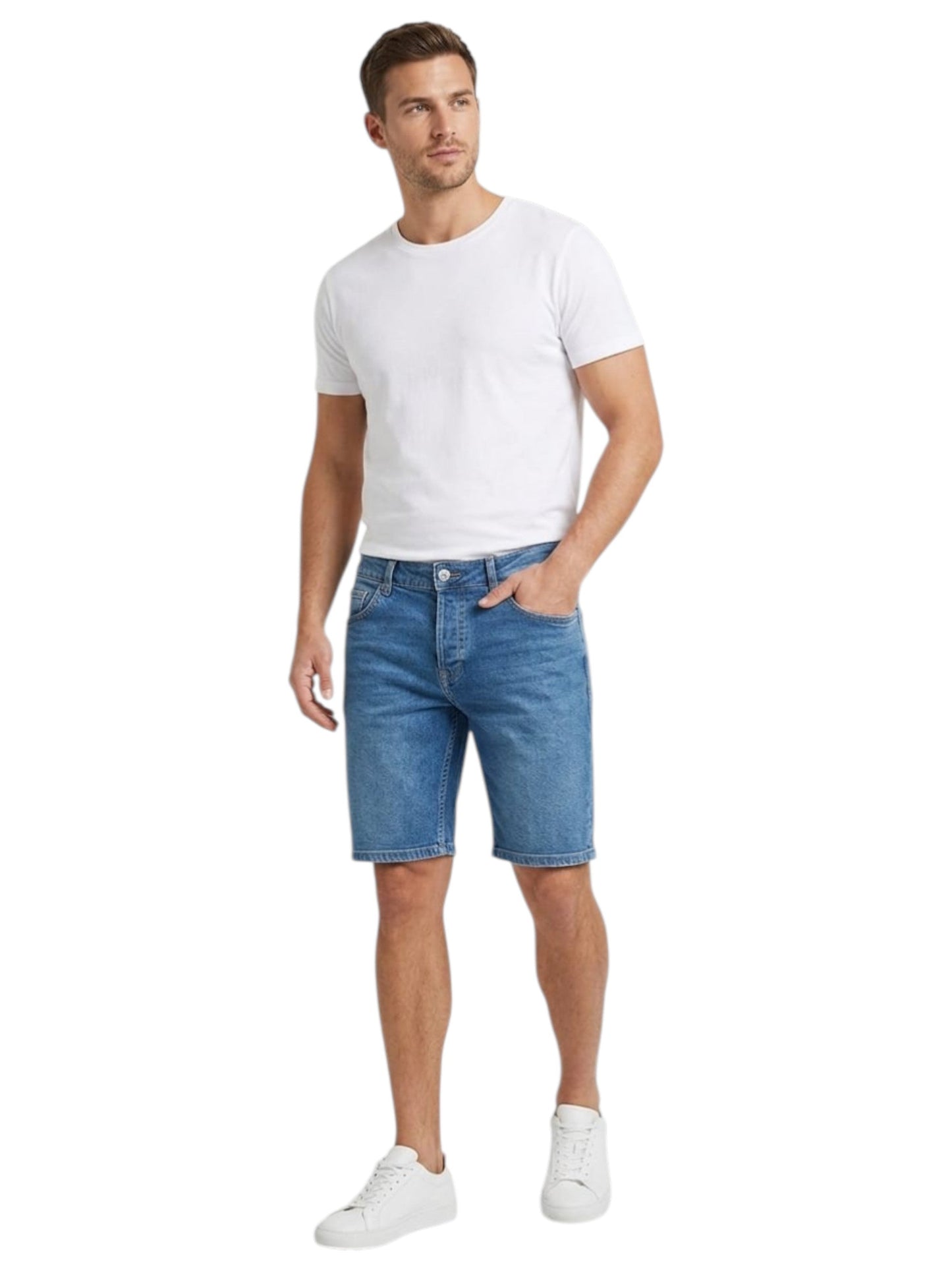 Men's Plain Jeans Short,Blue