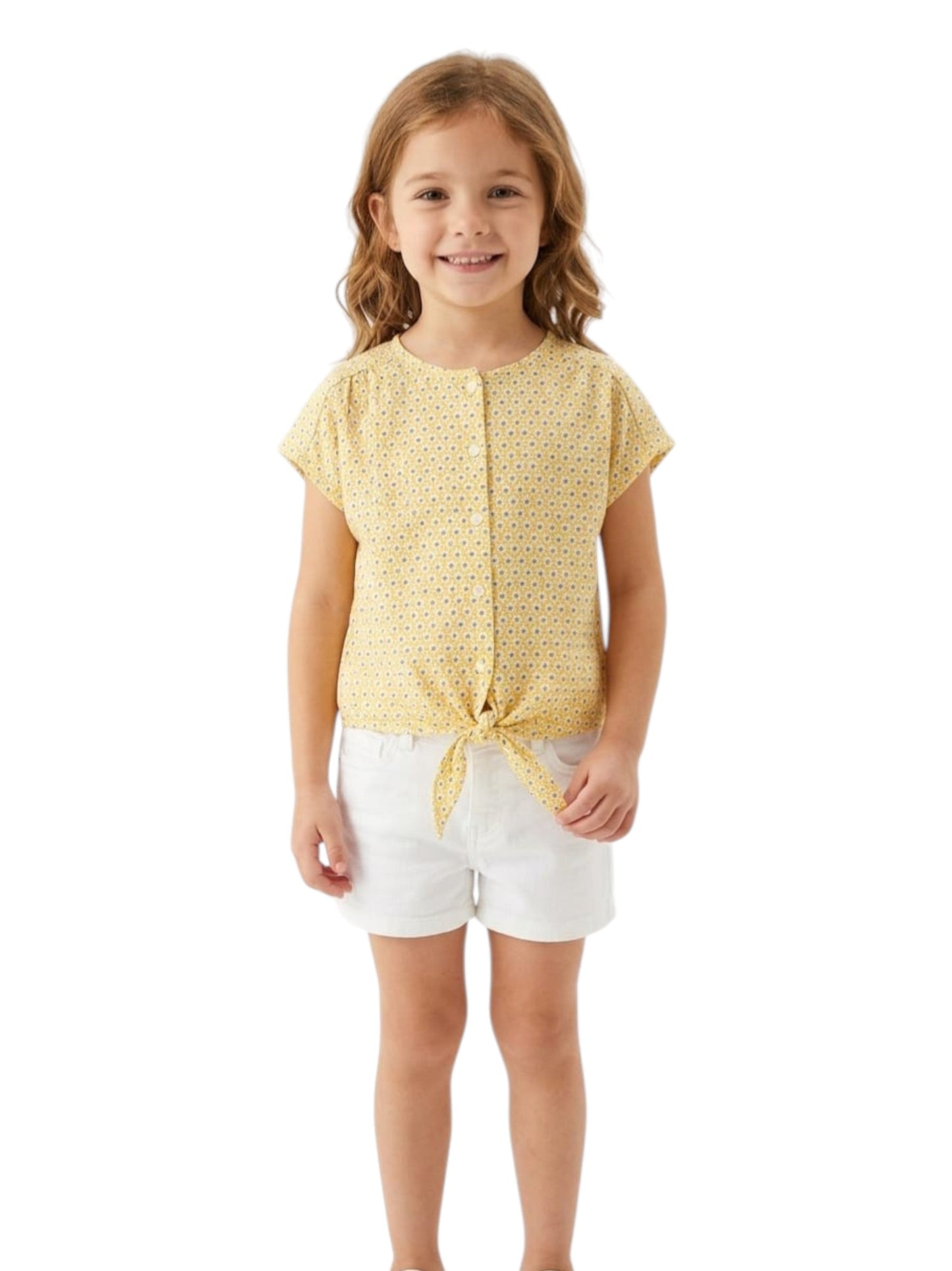 Kids Girl's Floral Printed Top,Yellow