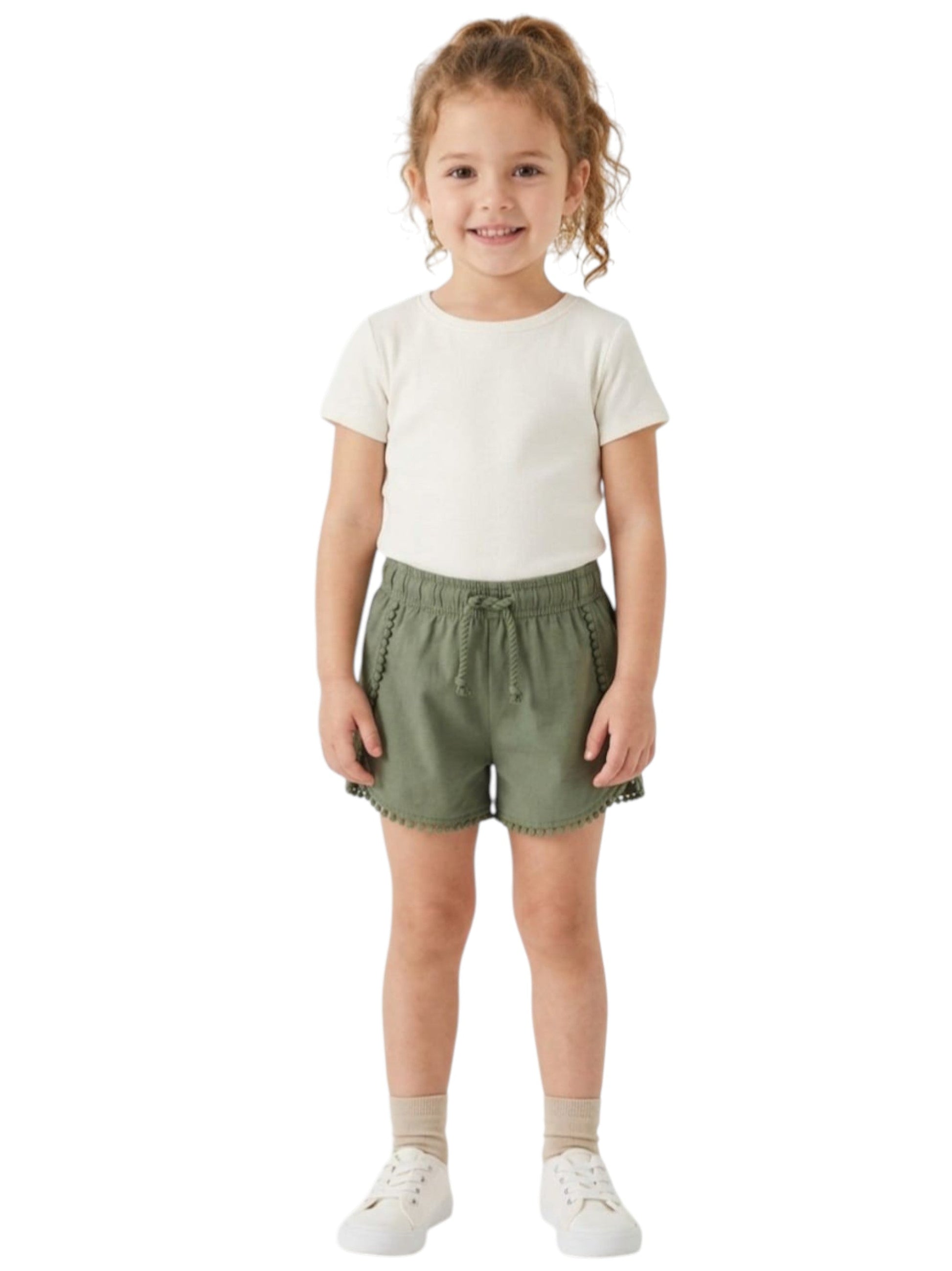 Kids Girl's Plain Short,Olive