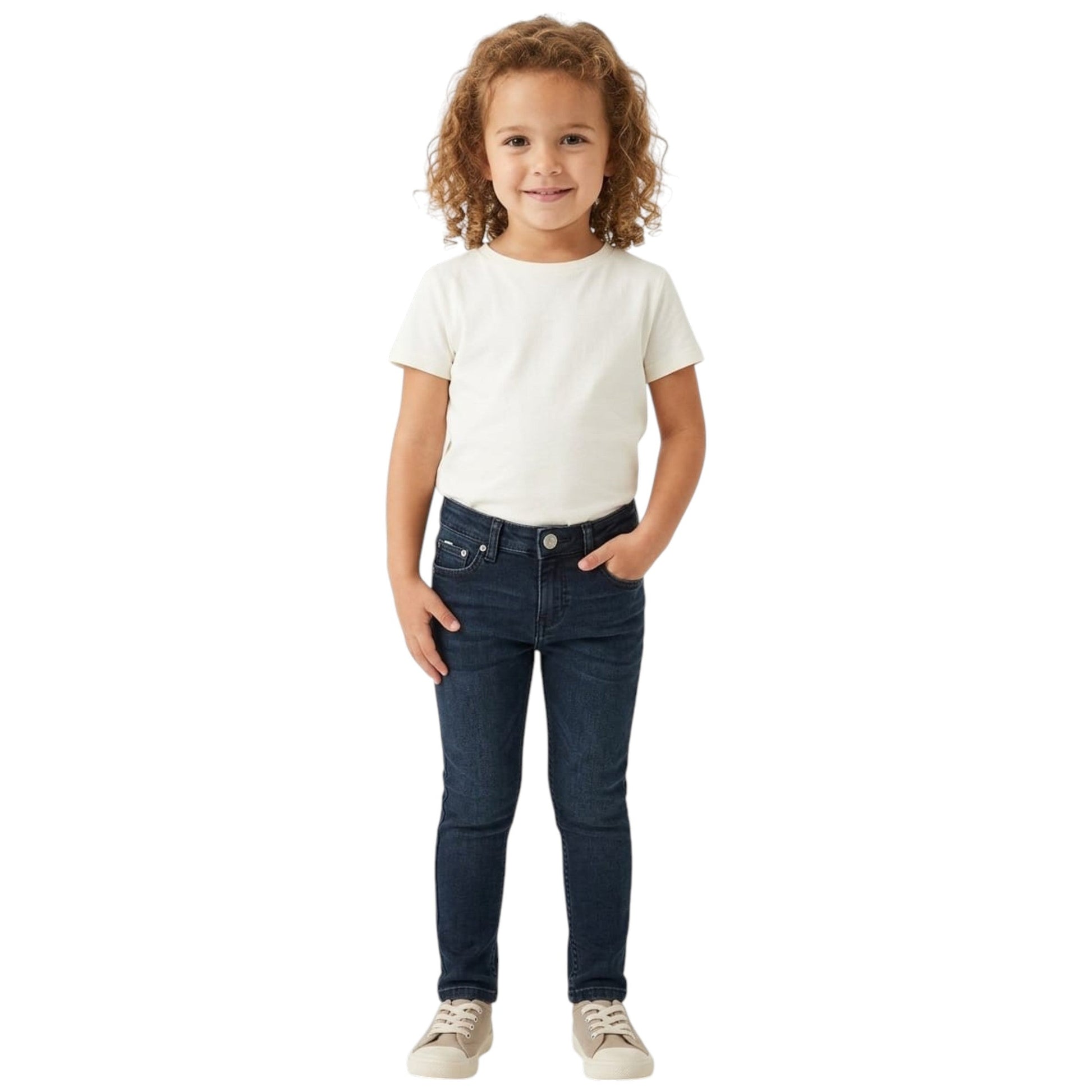 Kids Girl's Plain Jeans,Dark Navy