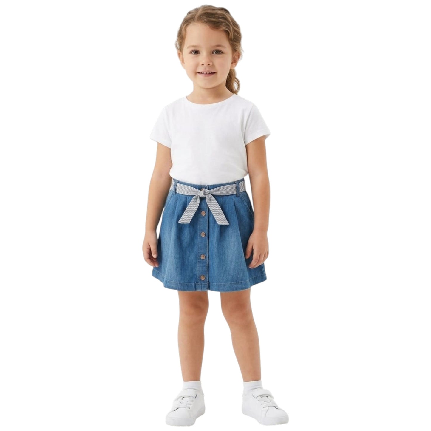 Kids Girl's Plain Skirt&Belt,Blue