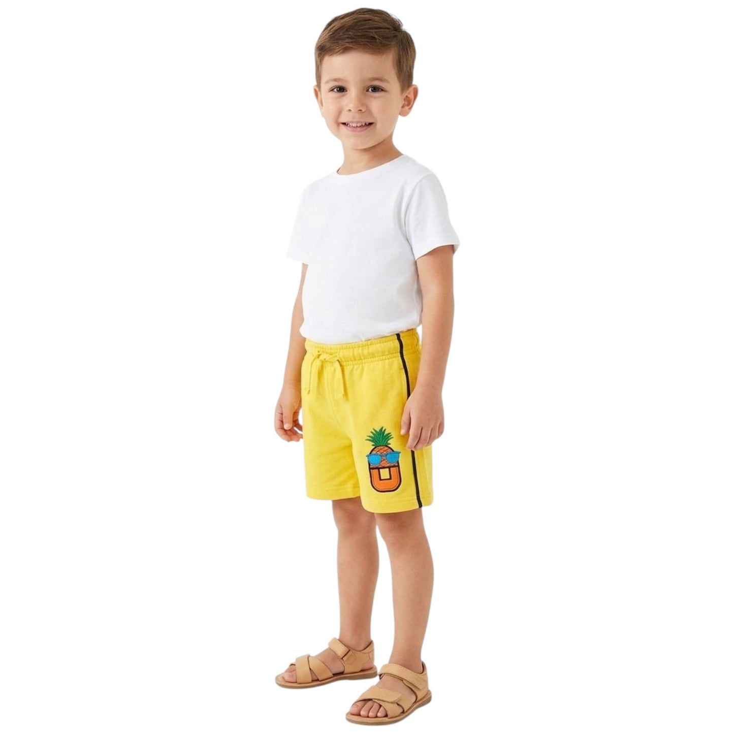 Kids Boy's Embroidered Short,Yellow