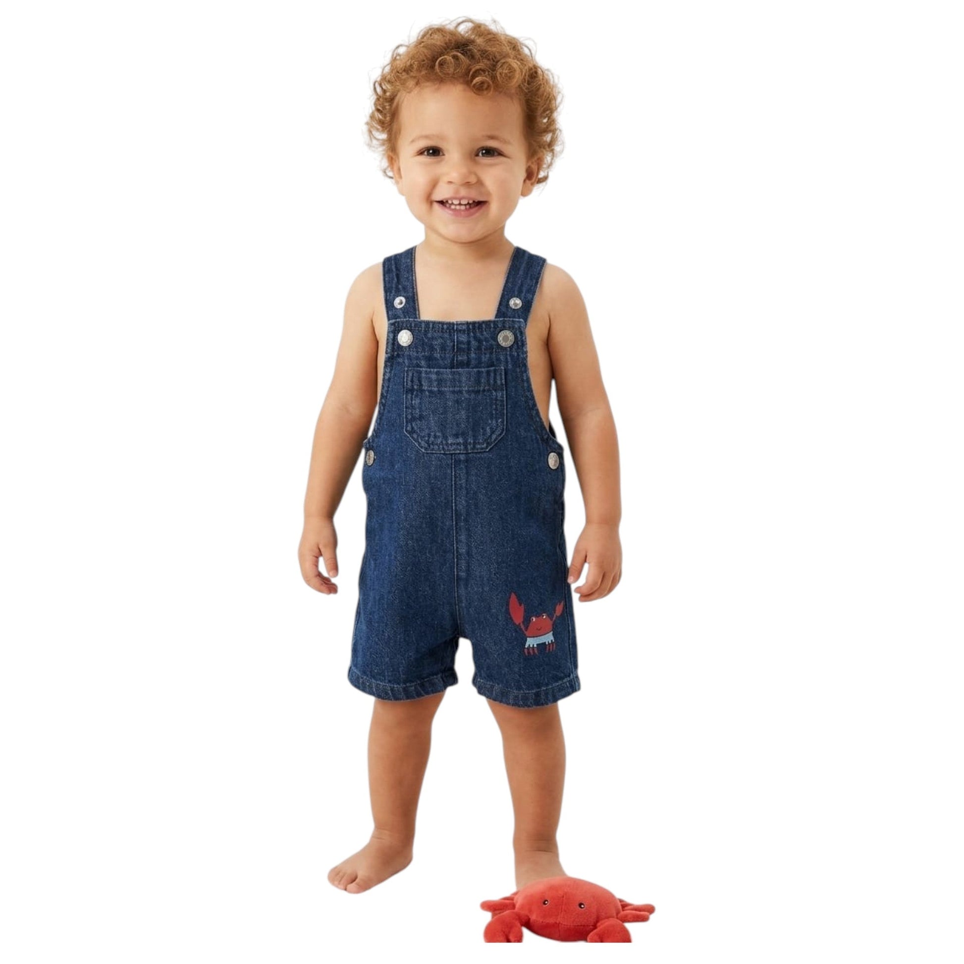 Kids Boy's Plain Jeans Jumpsuit,Navy