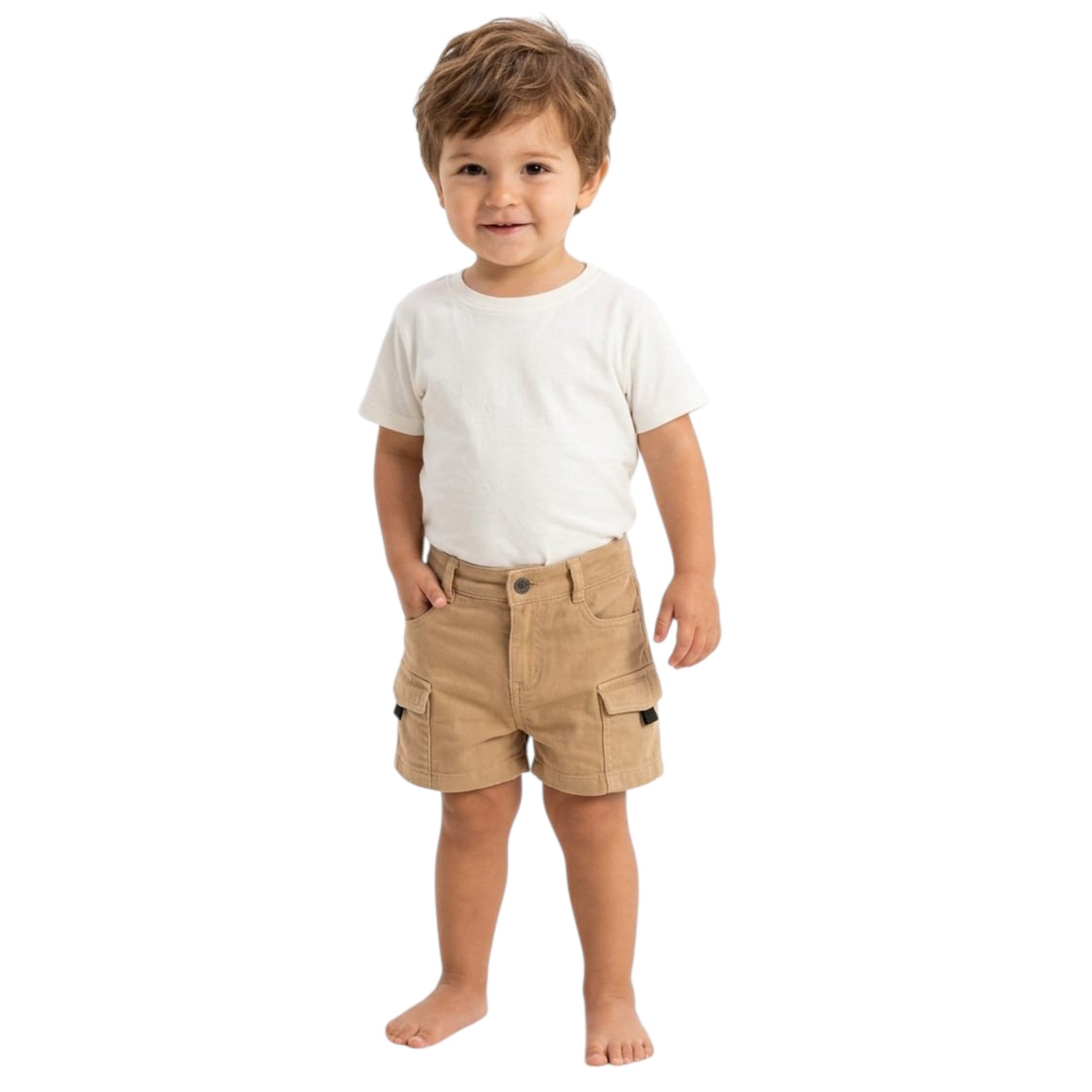 Kids Boy's Plain Jeans Short,Light Brown