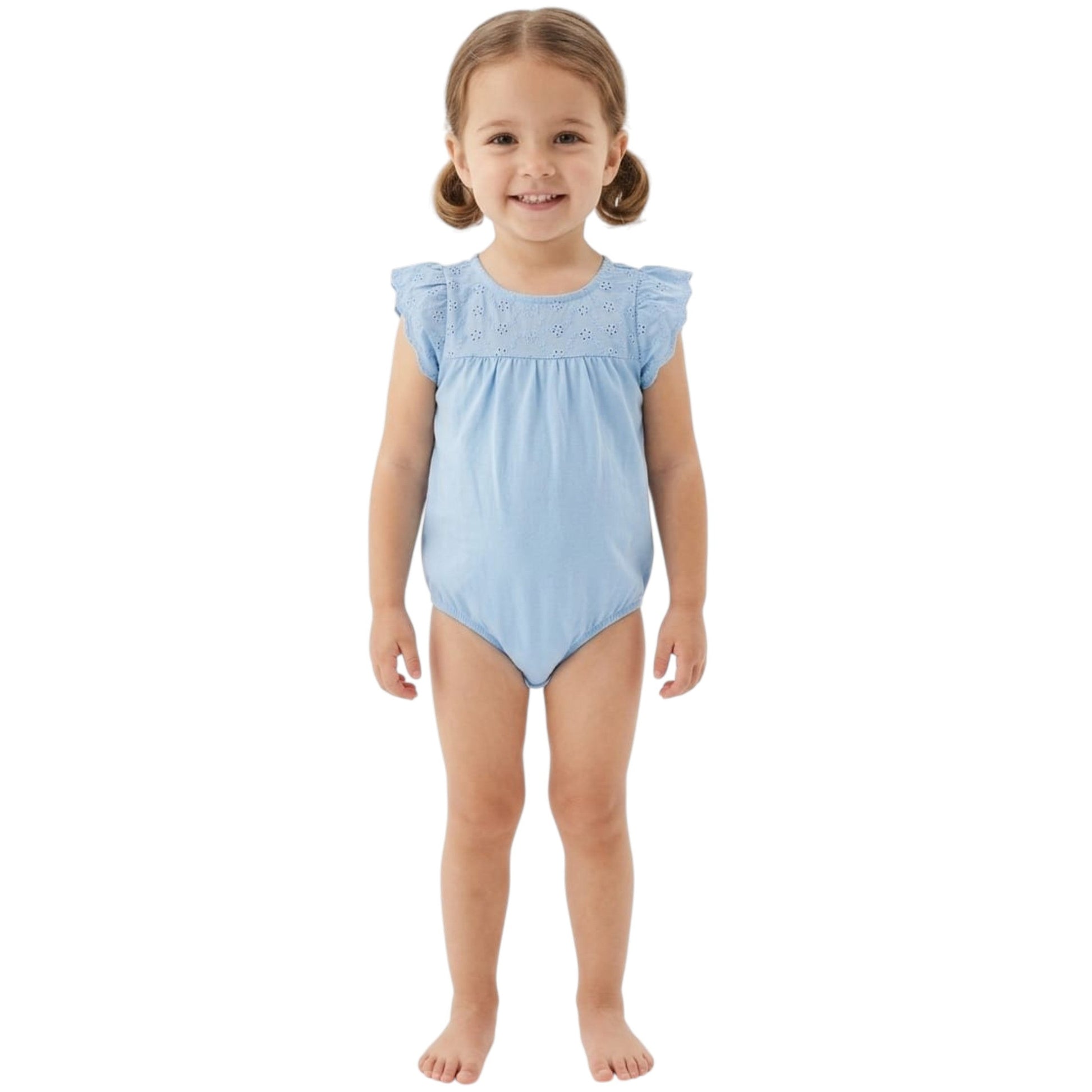 Kids Girl's Textured BodySuit,Blue
