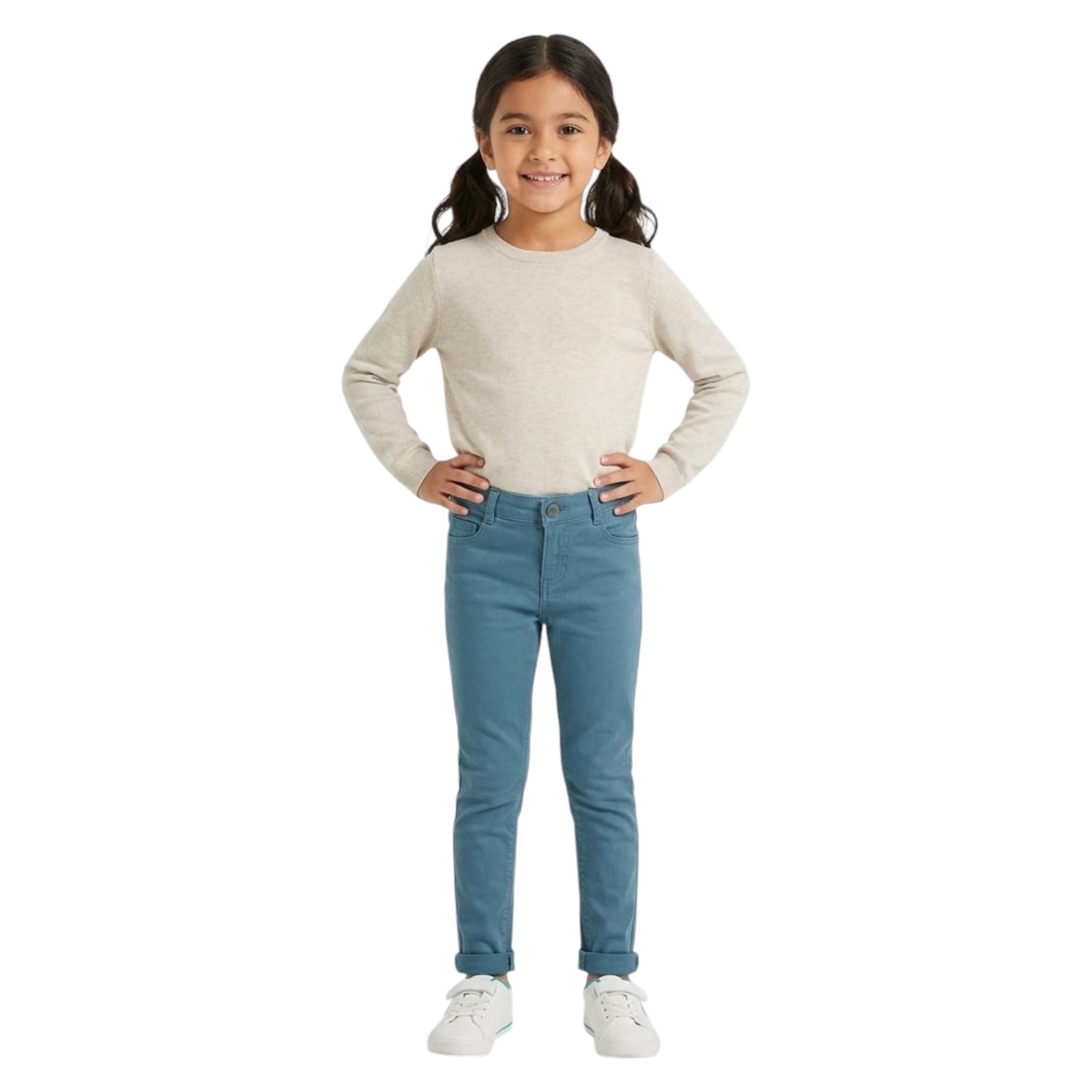 Kids Girl's Plain Pant,Dusty Blue