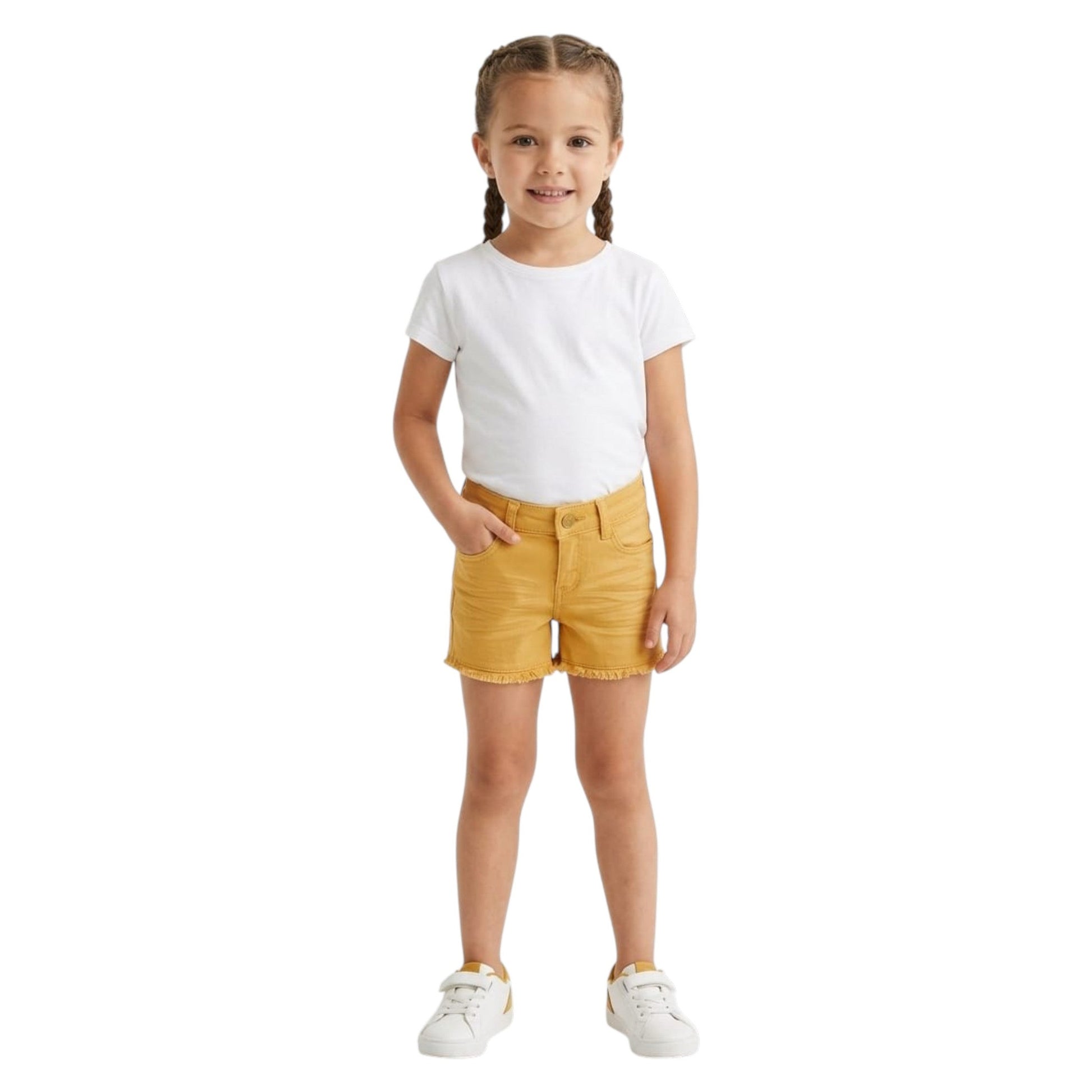 Kids Girl's Plain Jeans Short,Mango