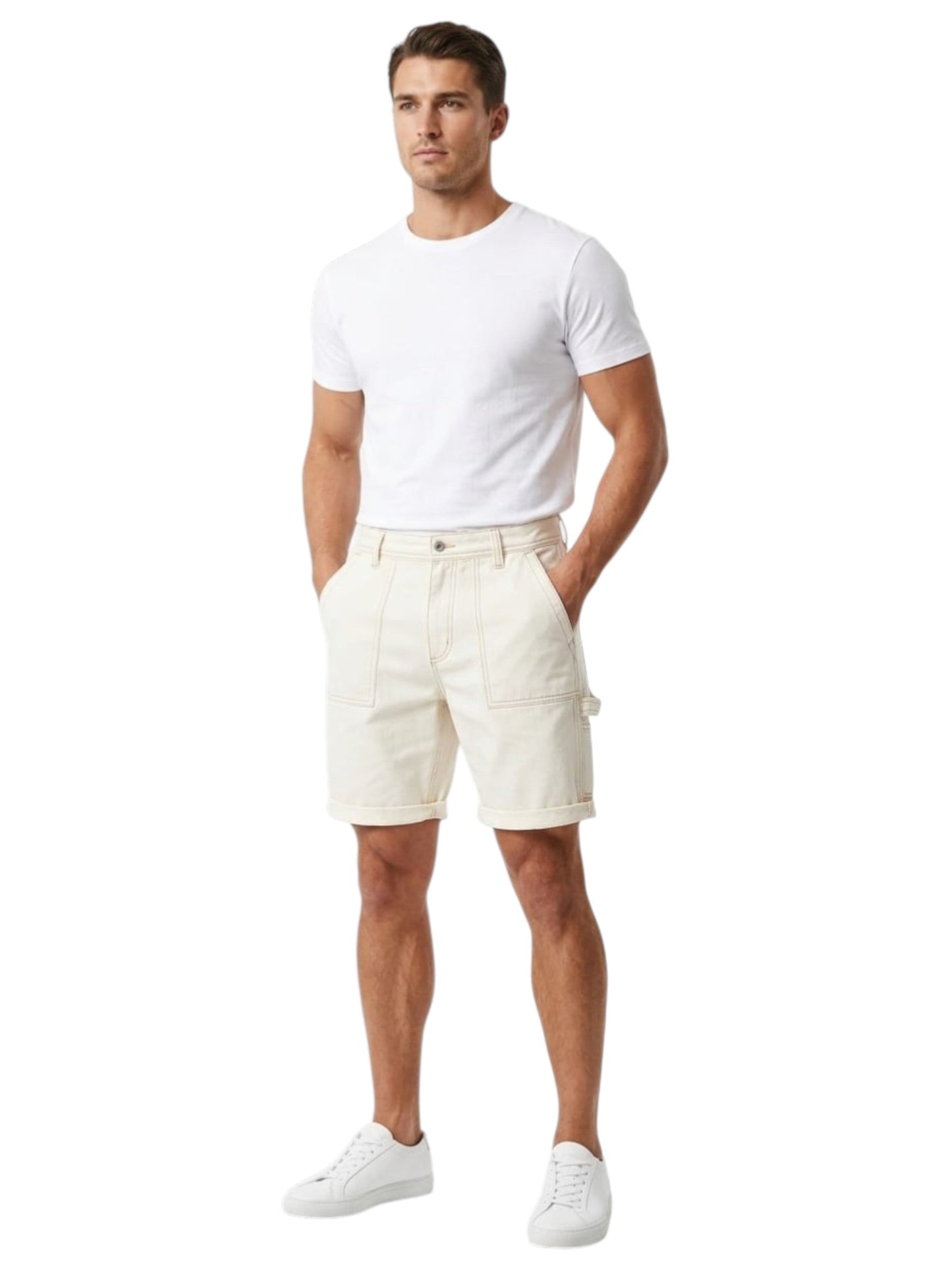Men's Plain Short,Light Beige