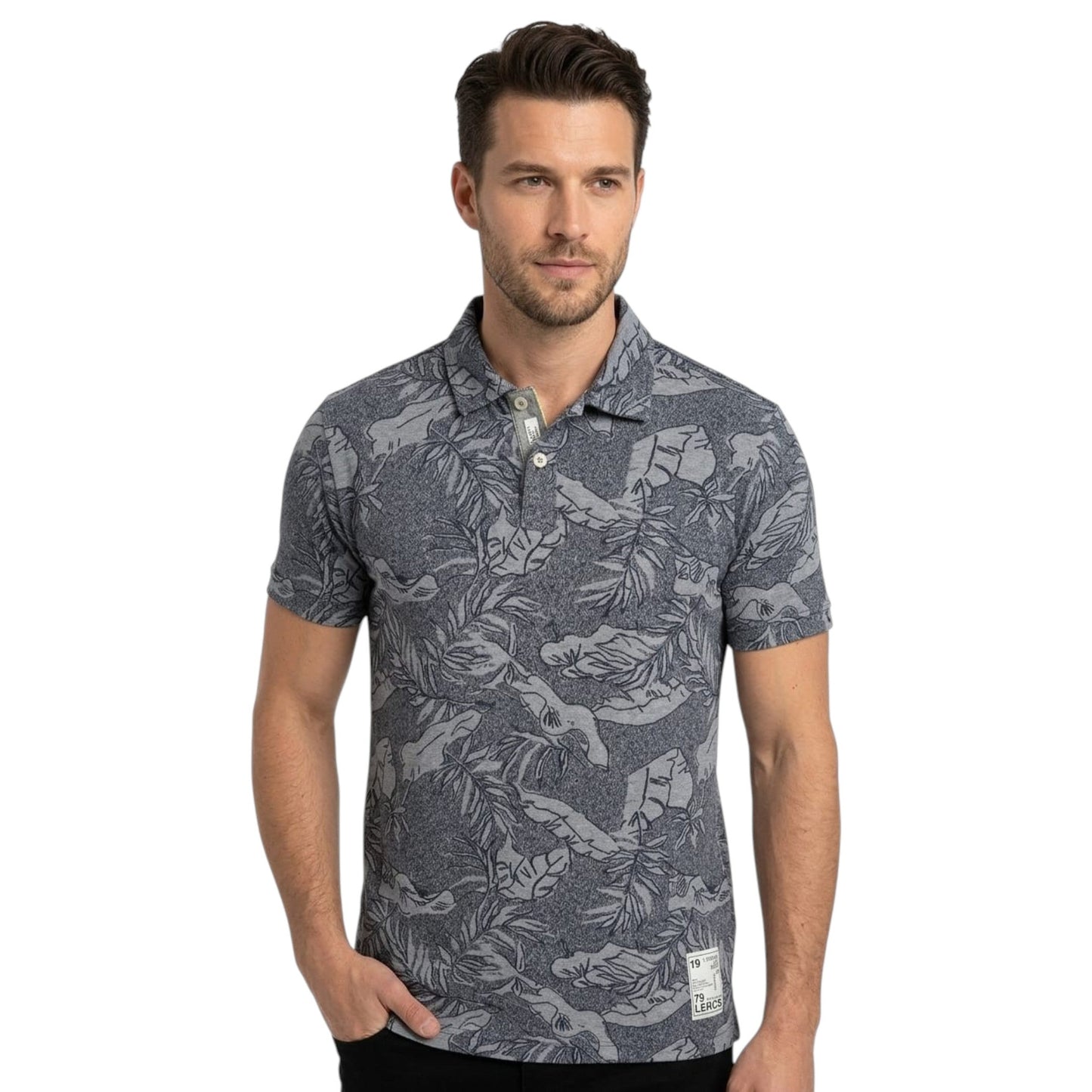 Men's Printed Knitted Top,Grey