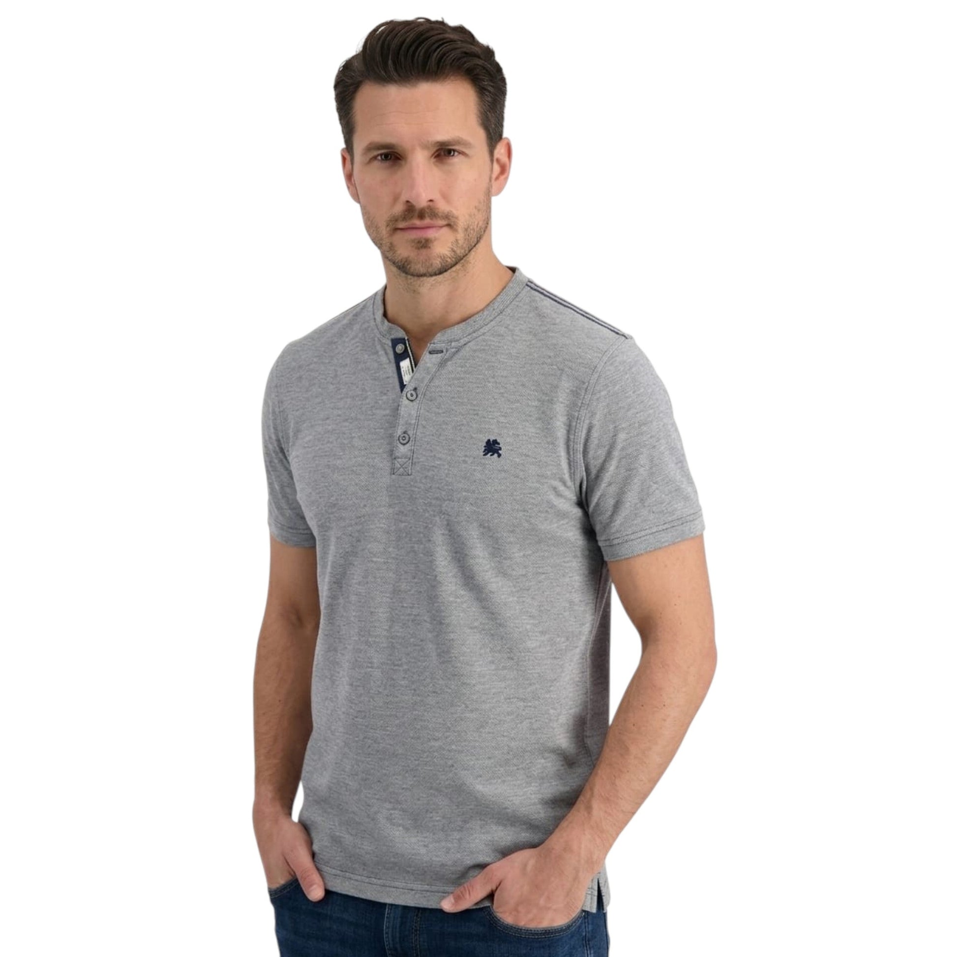 Men's Heather Grey Textured Top,Grey