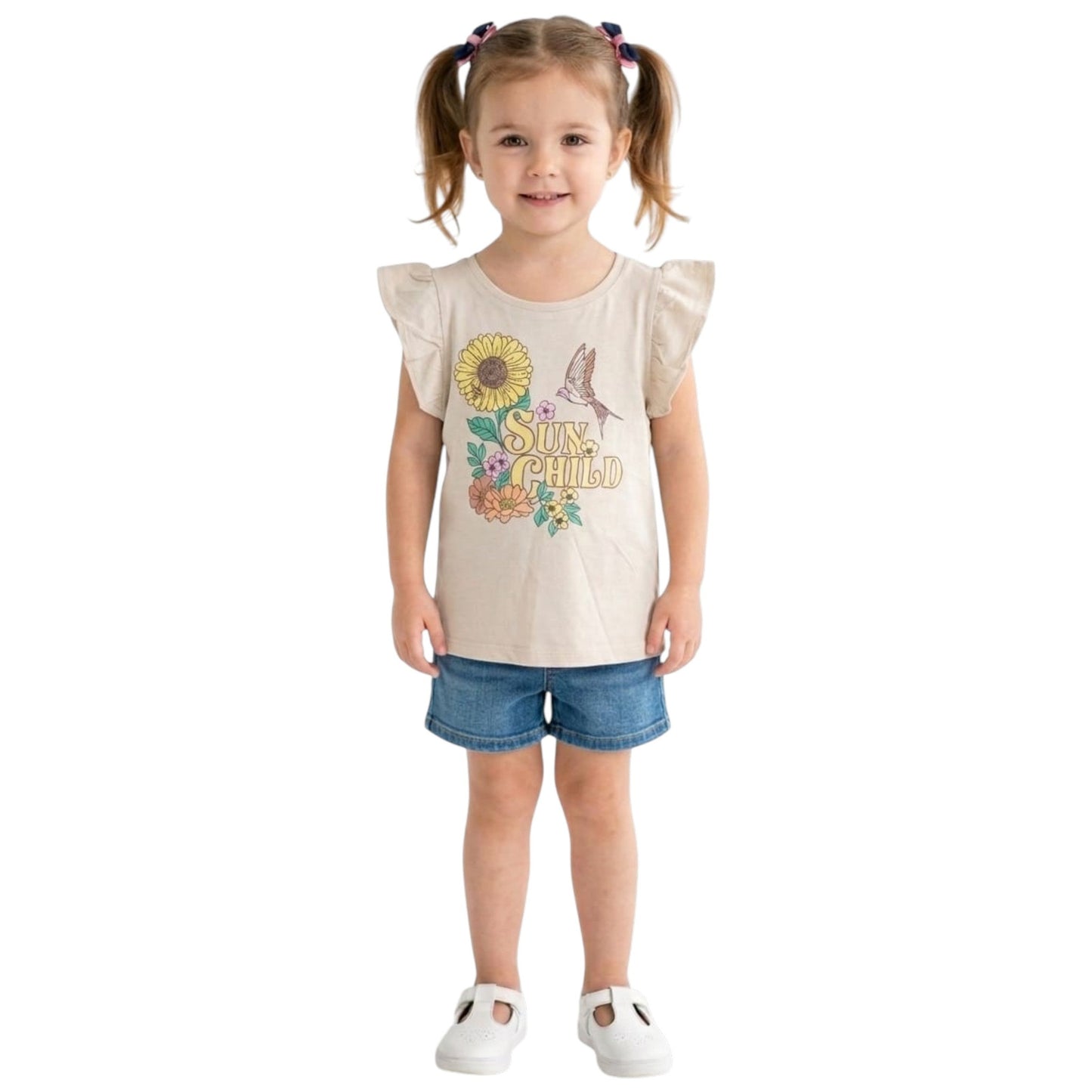 Kids Girl's Printed Top,Light Beige