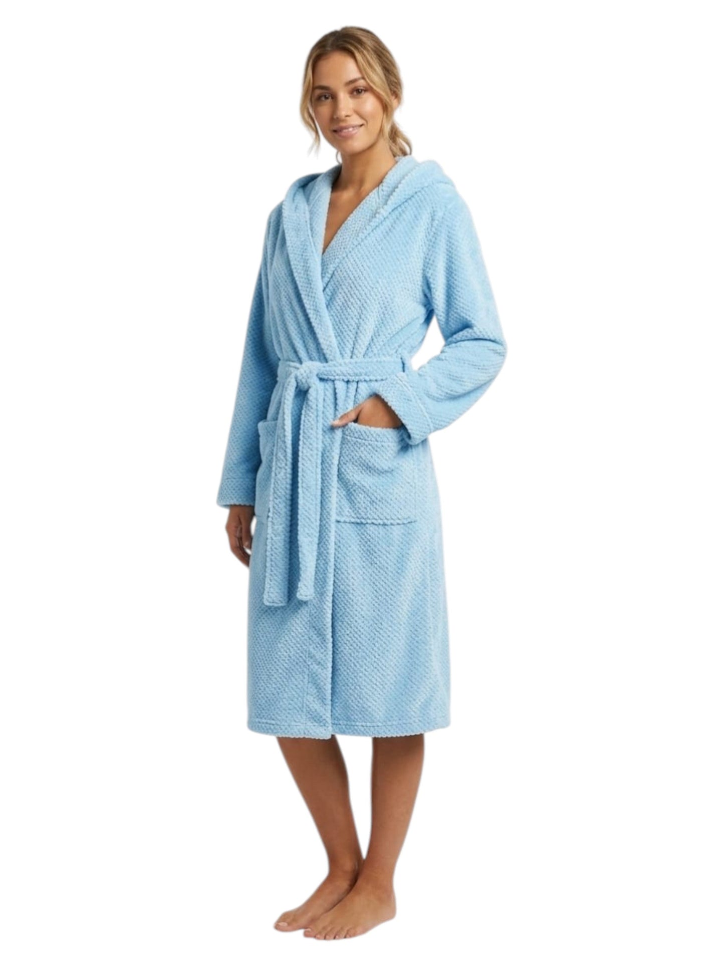 Women's Faux Fur Sleepwear Robe&Belt,Blue