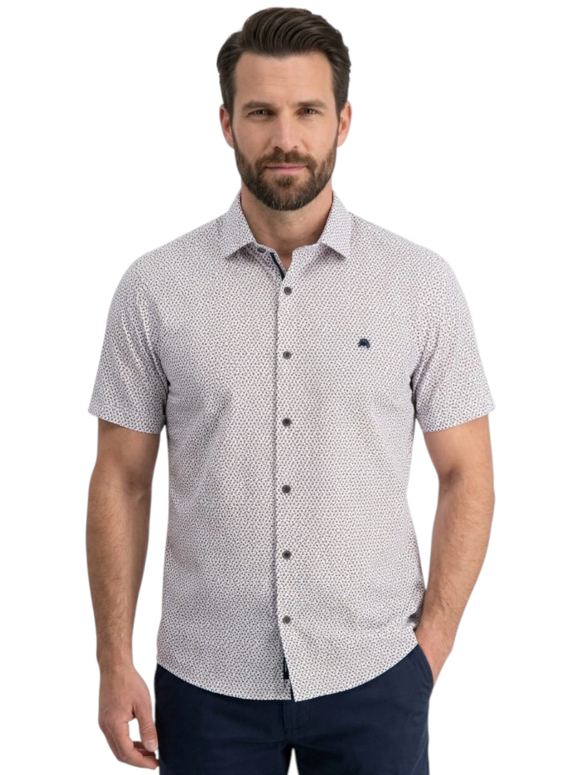 Men's Printed Dress Shirt,White