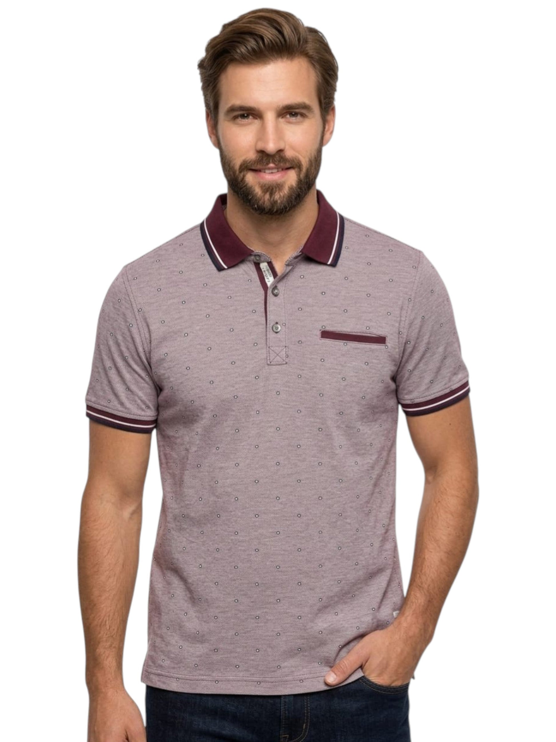 Men's Printed Top,Burgundy