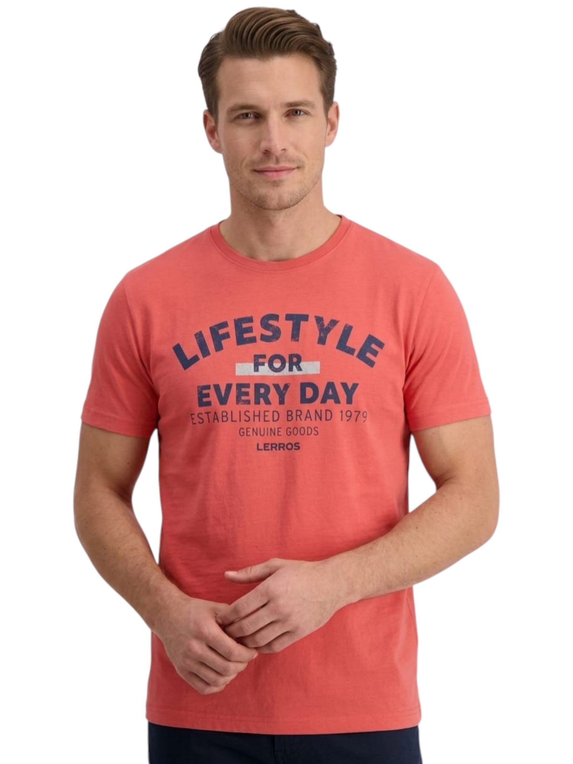 Men's Printed Top,Coral