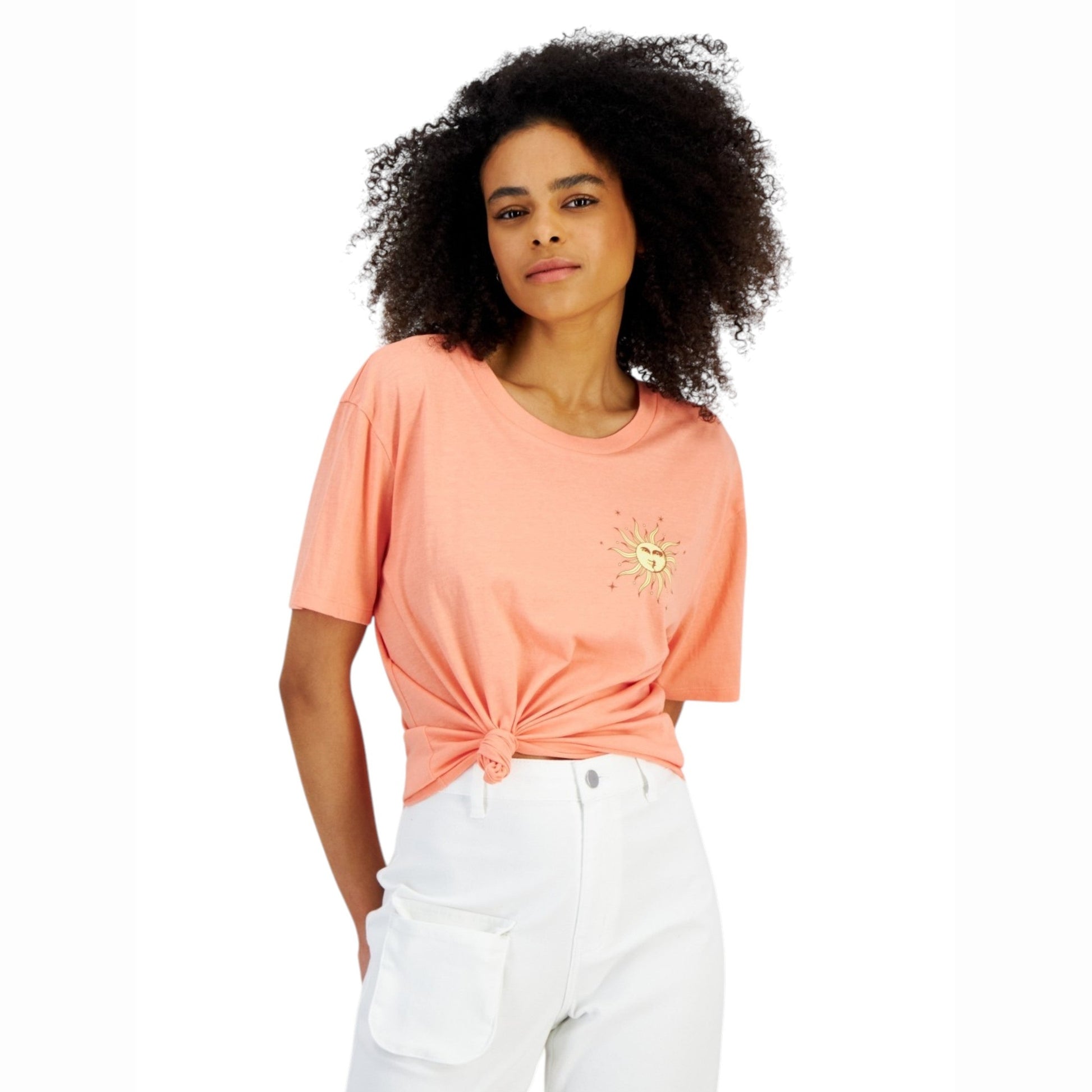 Women's Back Printed Top,Peach