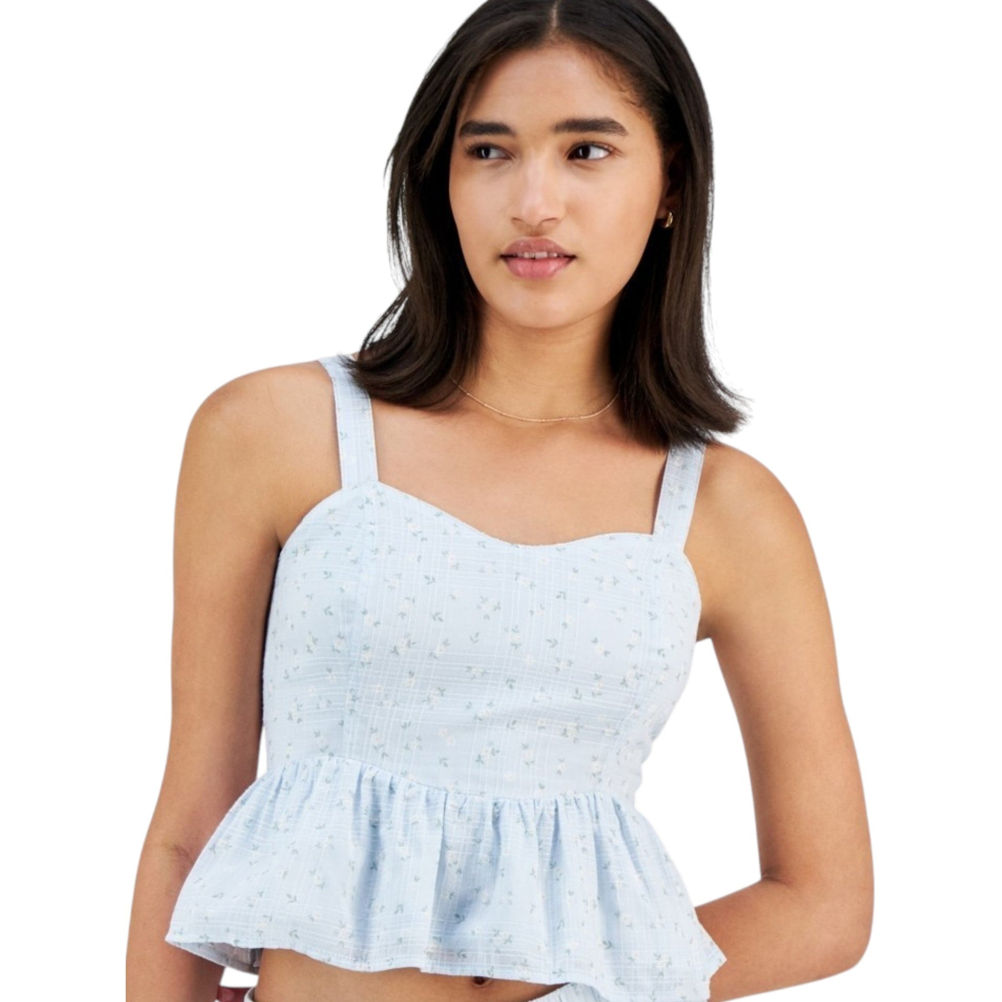 Women's Floral Printed Top,Light Blue