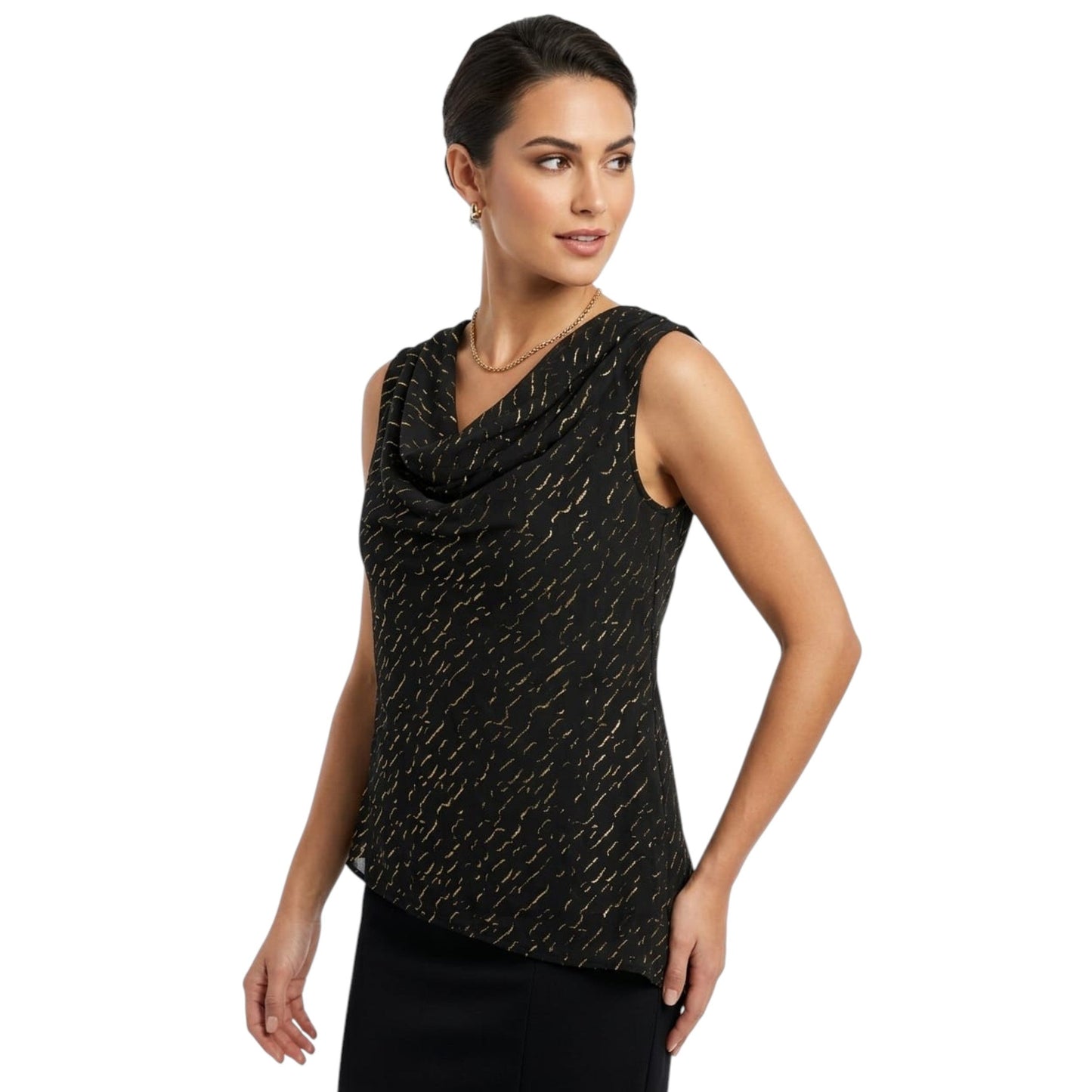 Women's Shiny Mesh Top,Black
