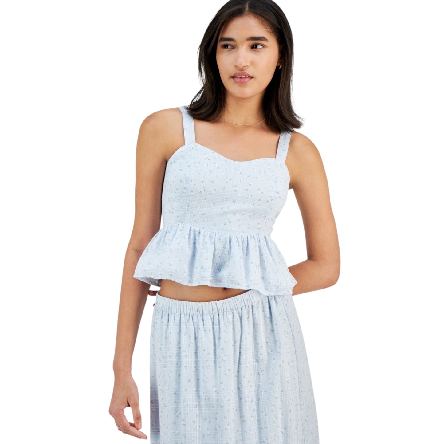 Women's Floral Printed Top,Light Blue