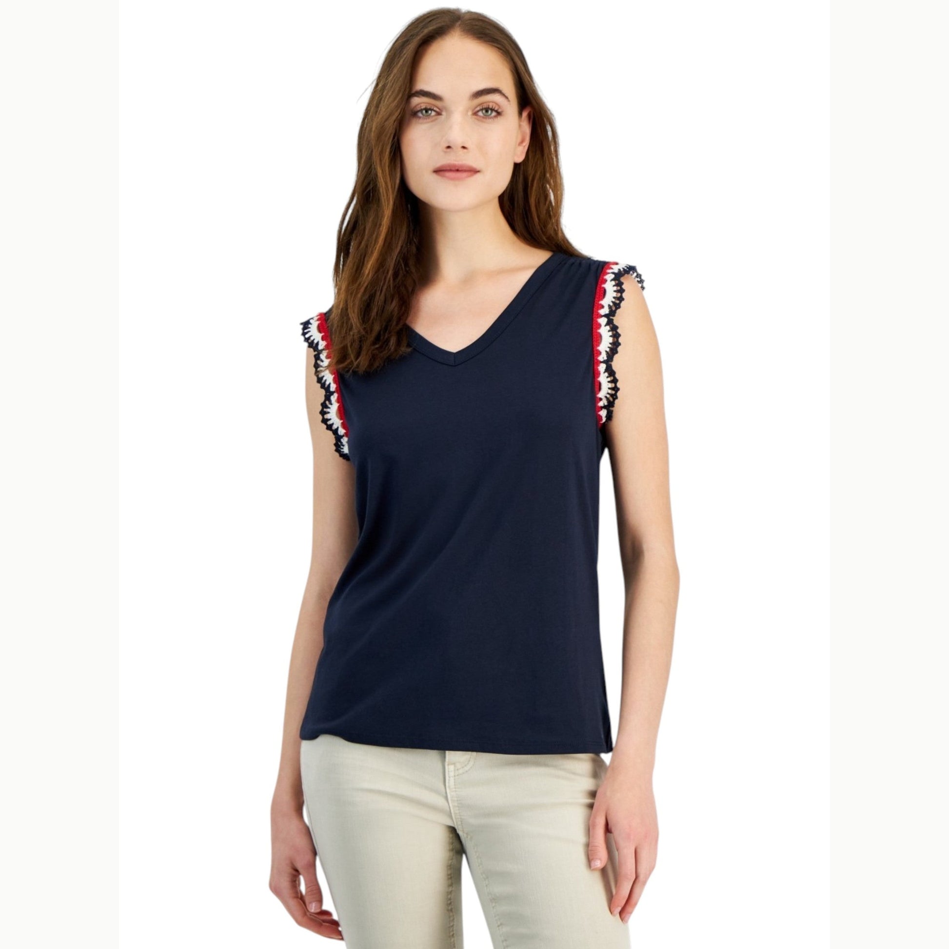 Women's Plain Solid Top,Navy