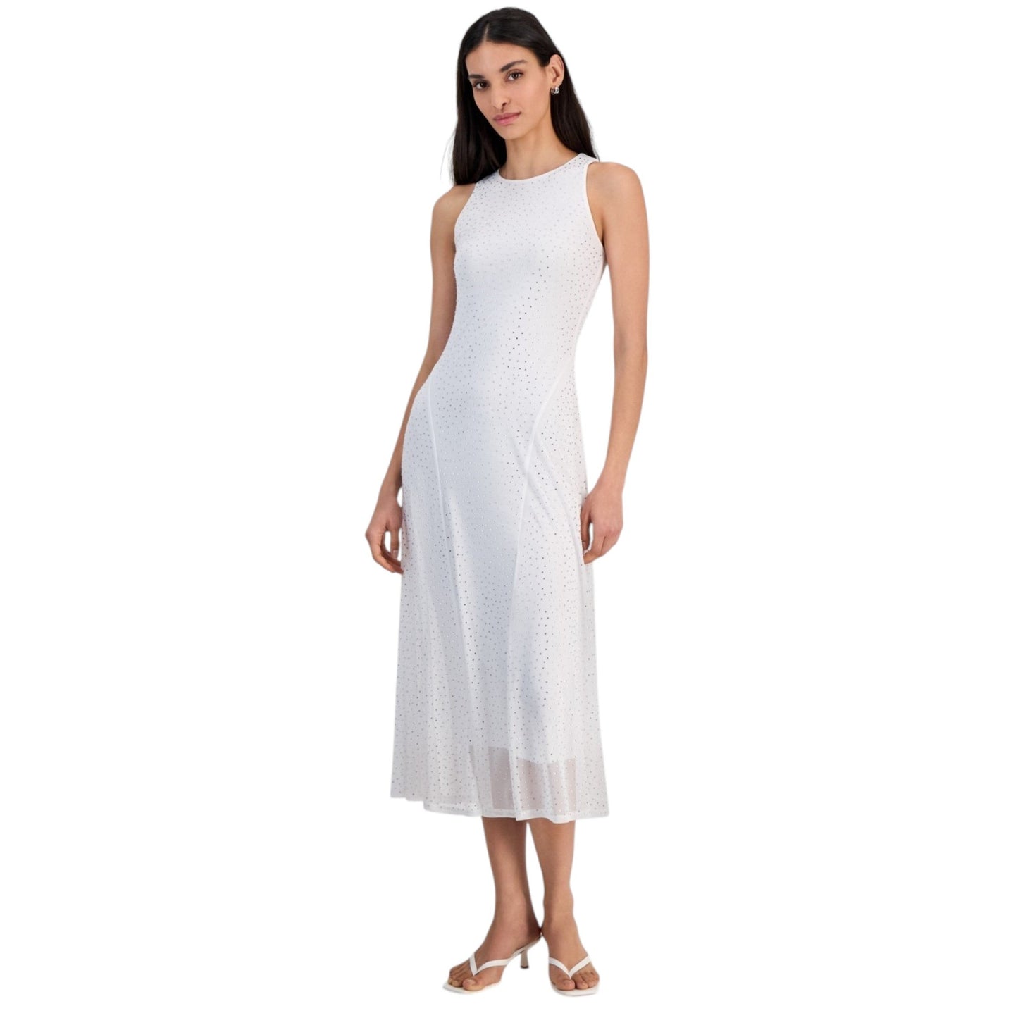 Women's Rhinestones Dress,White