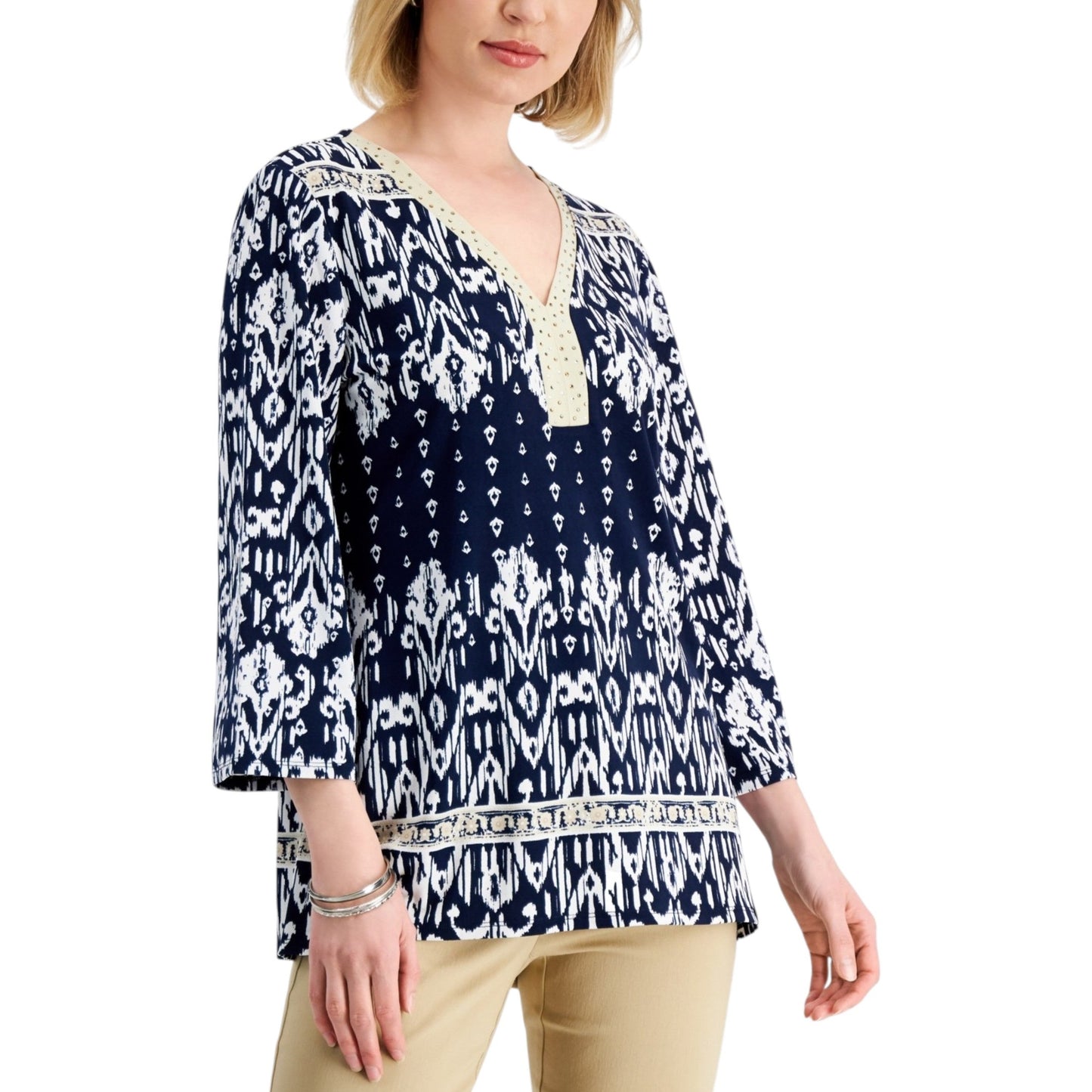 Women's Printed Top,Navy