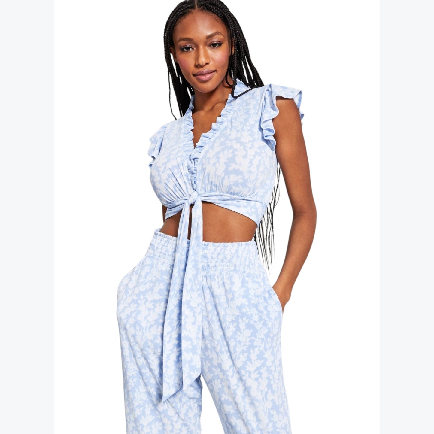 Women's Printed Crop Top,Blue