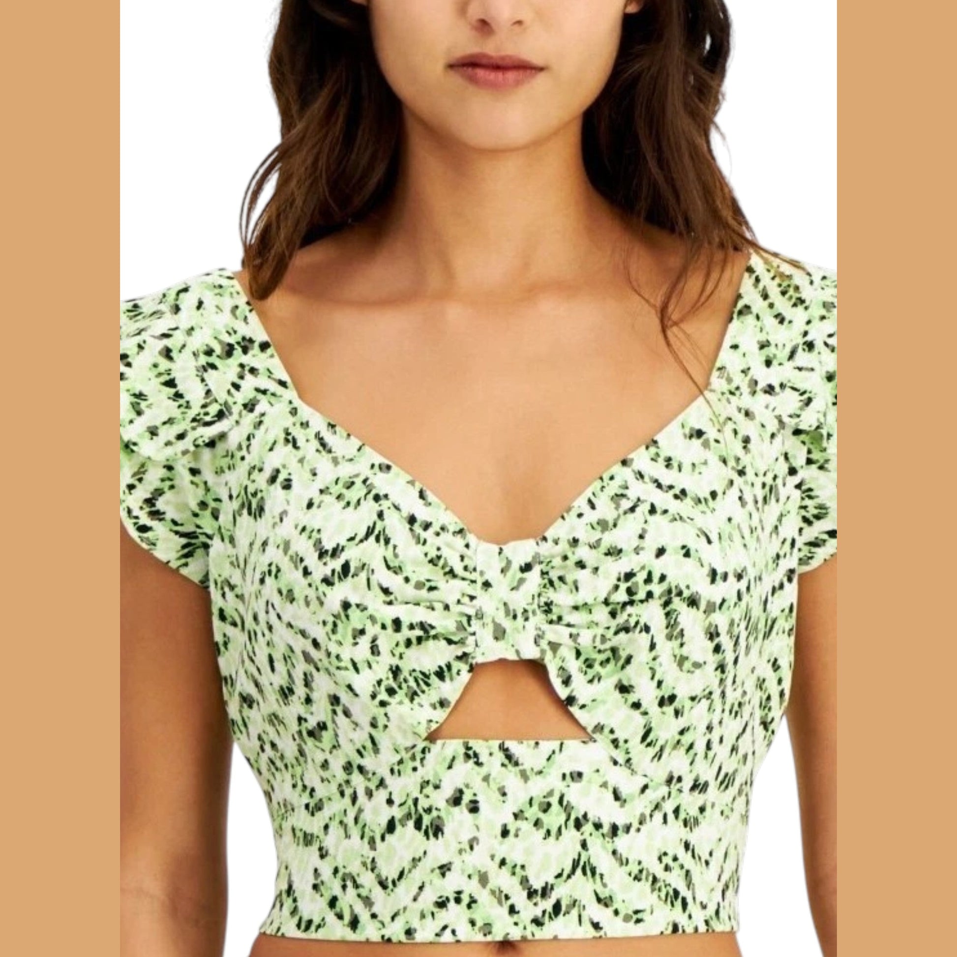 Women's Printed Crop Top,Green