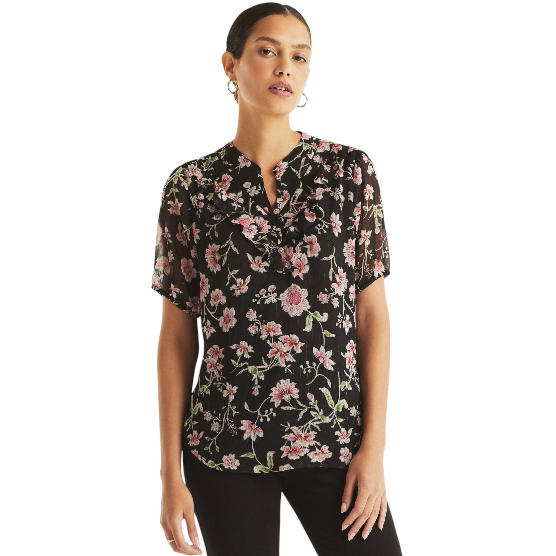 Women's Printed Top,Black