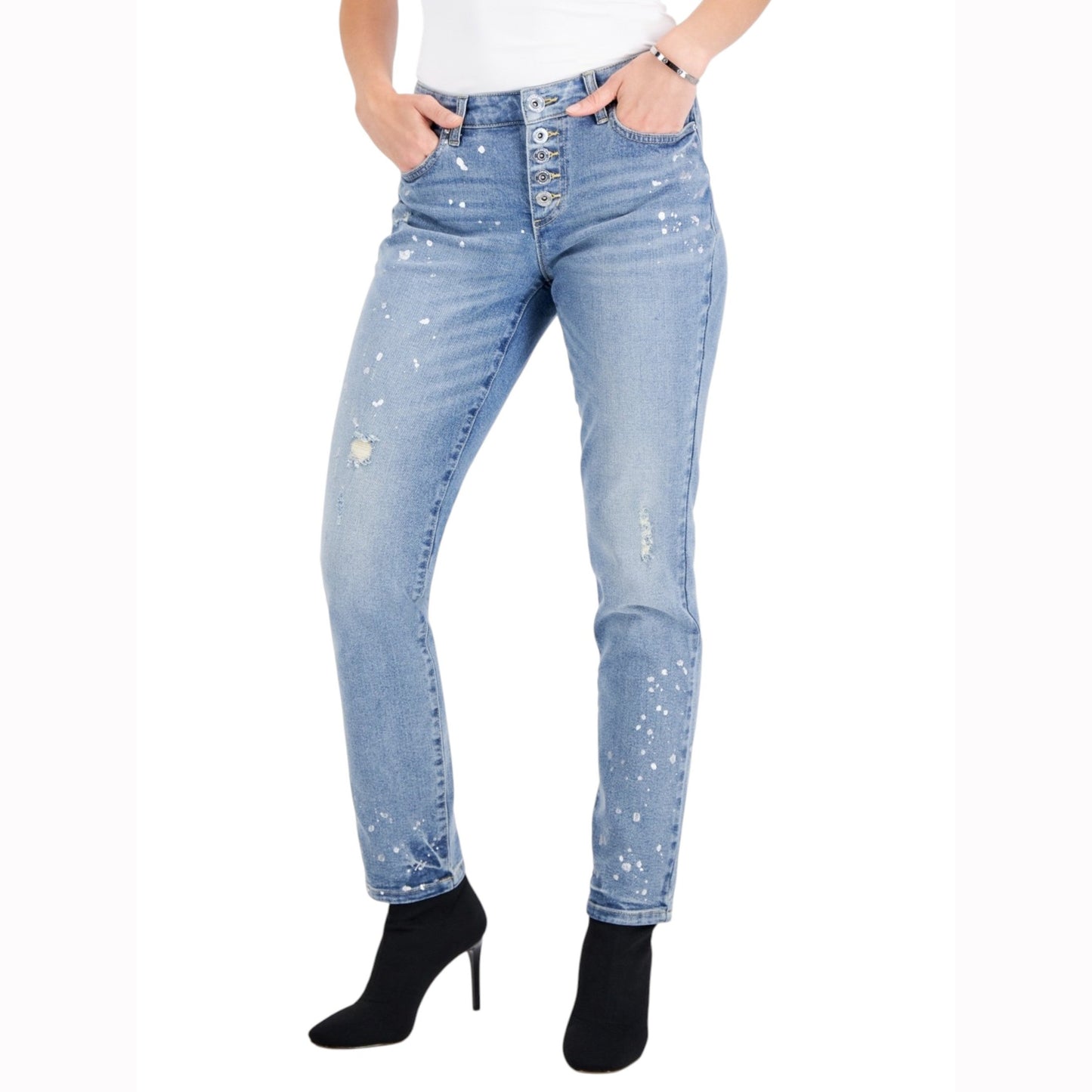 Women's Paint Splatter Jeans,Blue