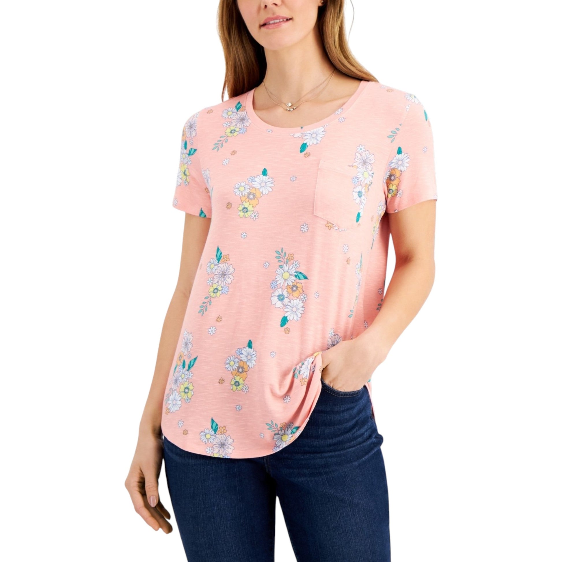 Women's Floral Printed Top,Peach