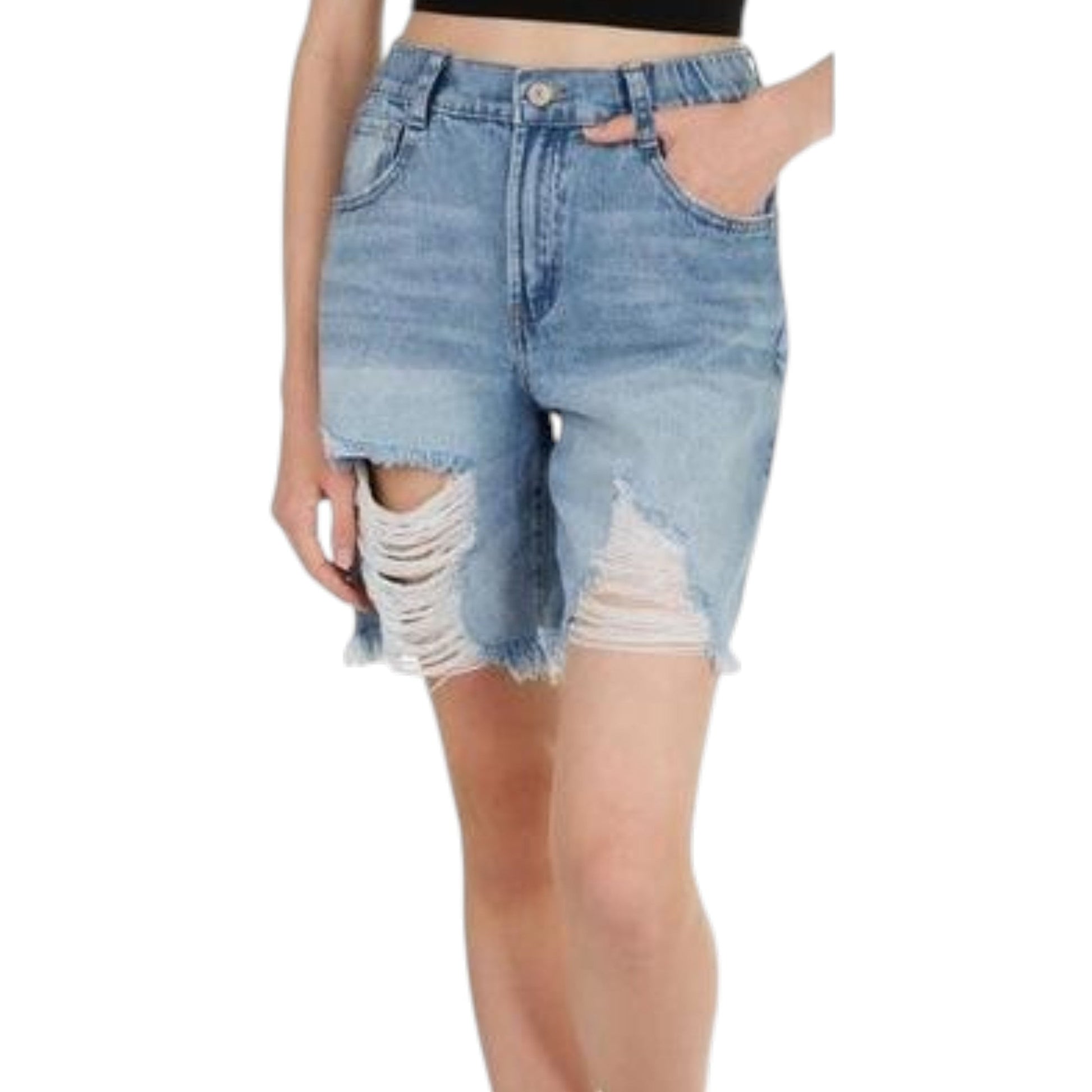 Women's Ripped Jeans Short,Light Blue