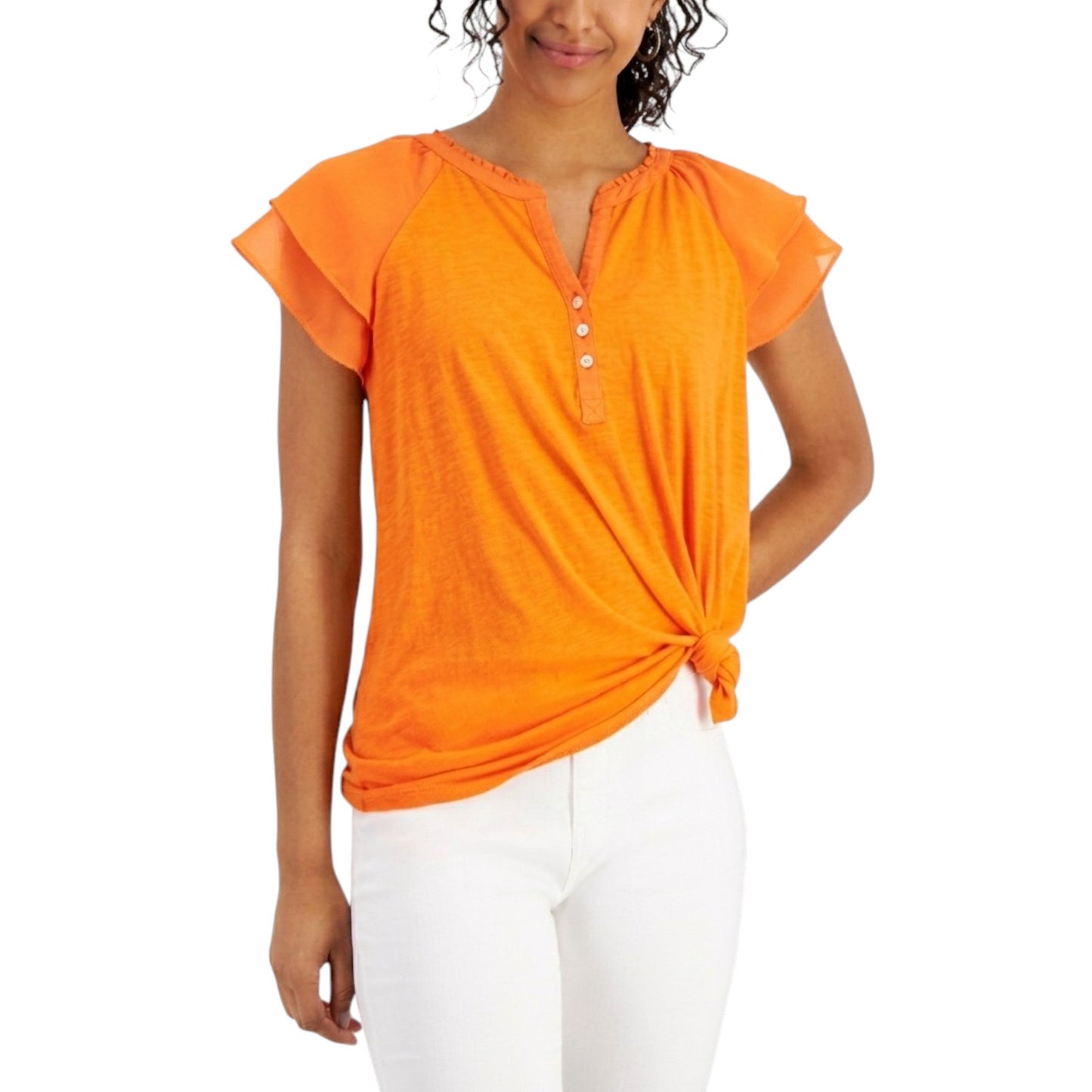 Women's Plain Solid Top,Orange