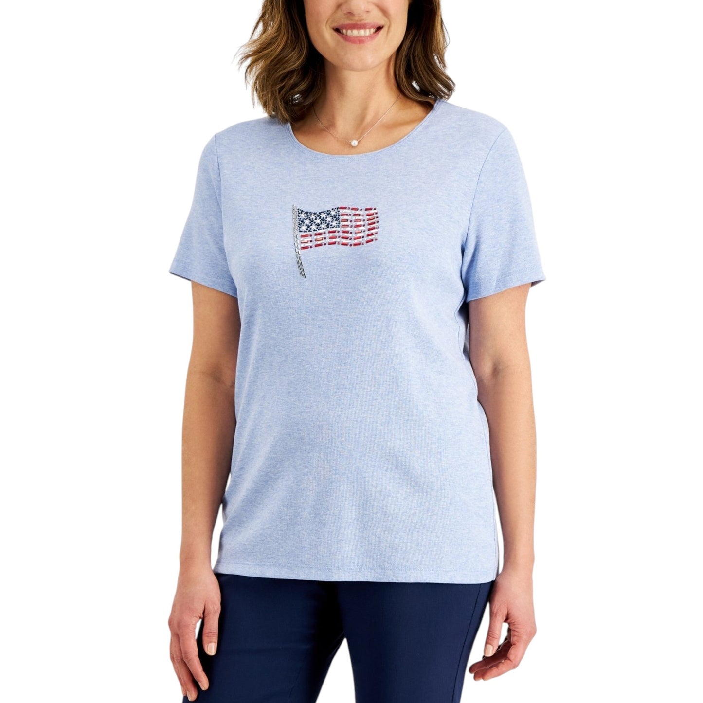 Women's Printed Top,Light Blue
