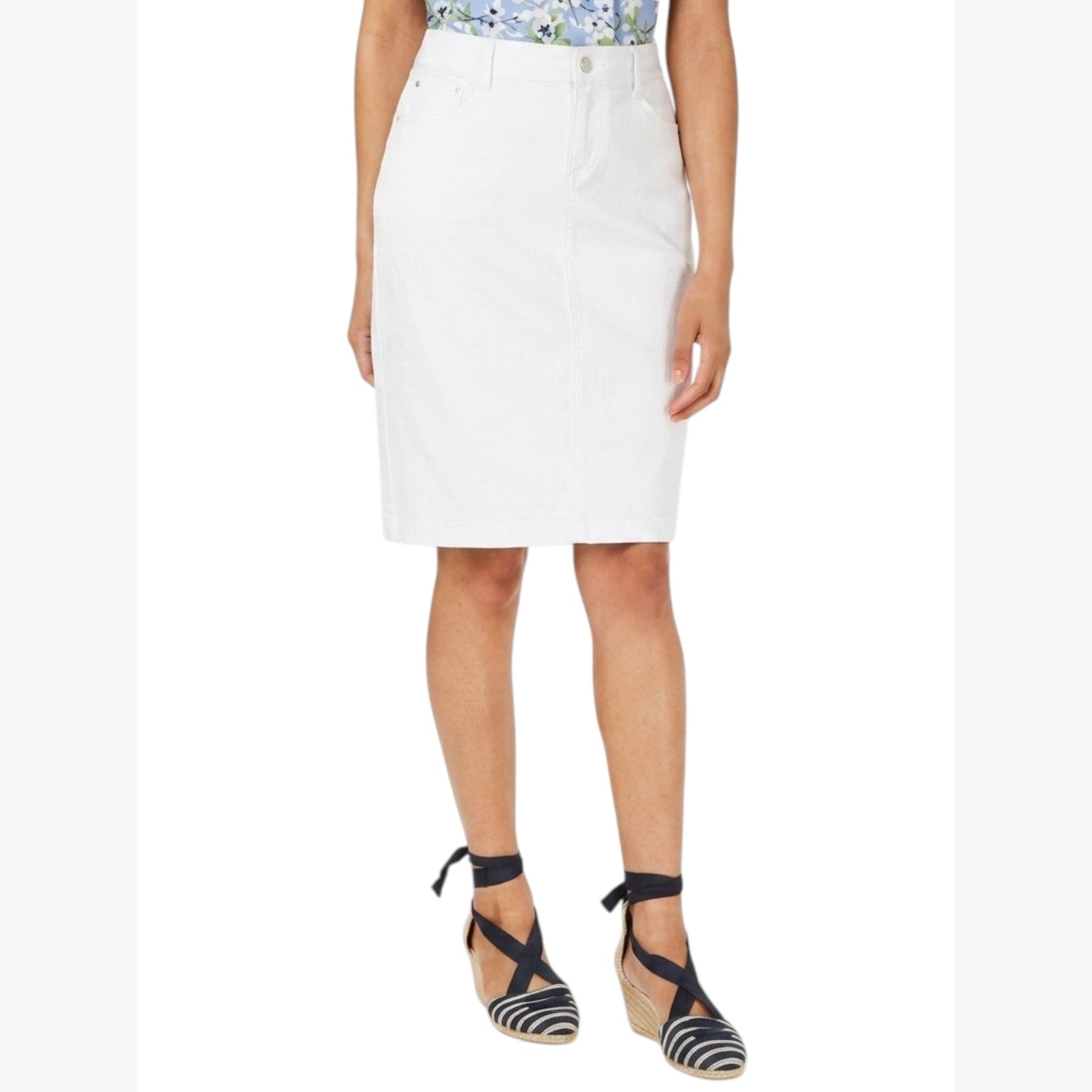 Women's Plain Solid Jeans Skirt,White