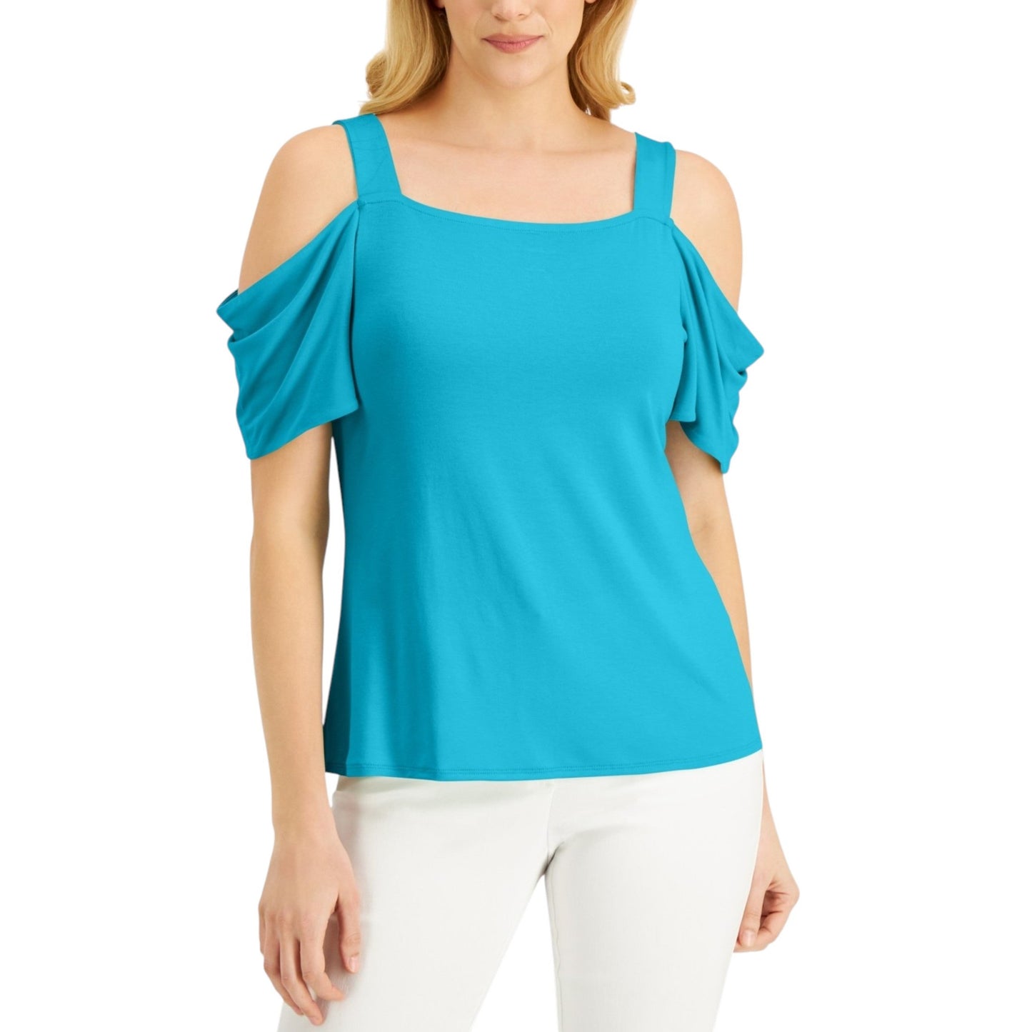 Women's Plain Solid Top,Turquoise